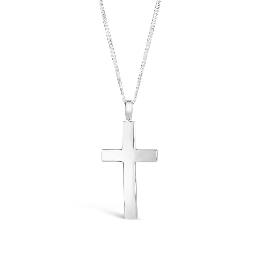 Stunning Heavy Silver Cross Necklace for Men & Women - Religious Jewelry Gift for Baptism, First Communion & Everyday Wear