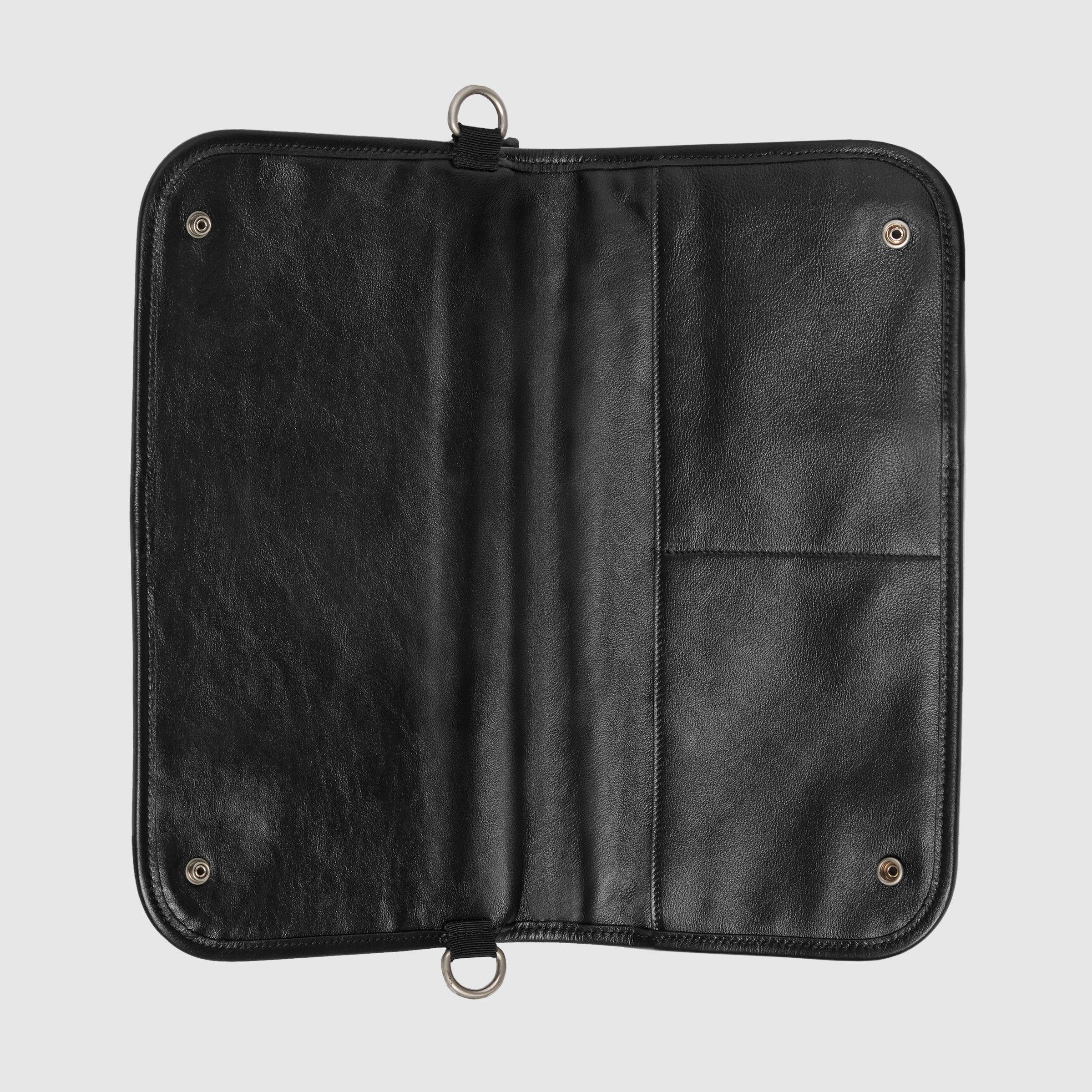 Gucci Medium Soft Leather Messenger Bag for Men & Women - Black Crossbody Shoulder Bag for Work, Travel & Daily Use