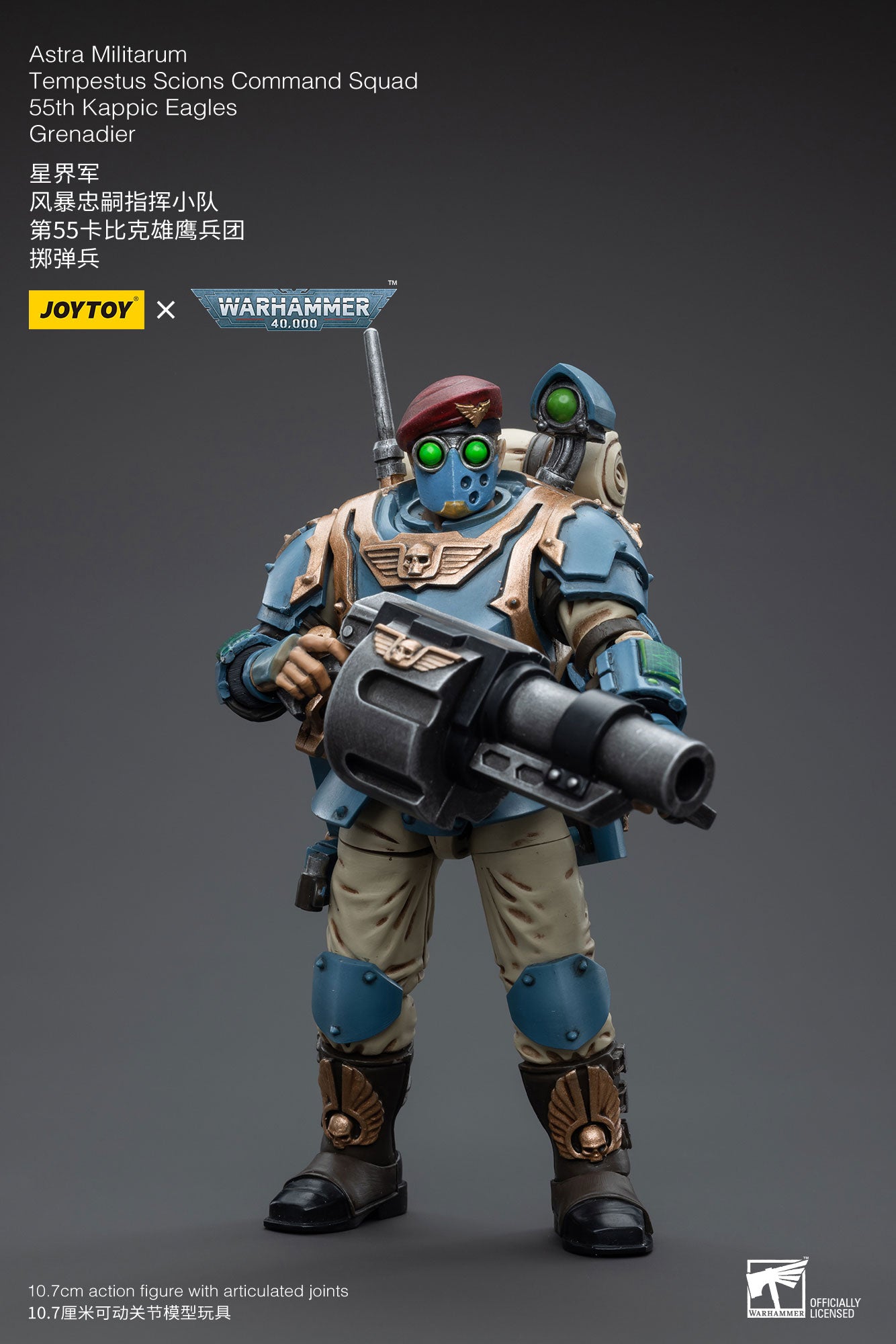 1/18 JOYTOY 3.75-inch Astra Militarum Tempestus Scions Command Squad Action Figure - 55th Kappic Eagles Grenadier - Collectible Military Model for Warhammer 40K Fans & Tabletop Gaming Scenes