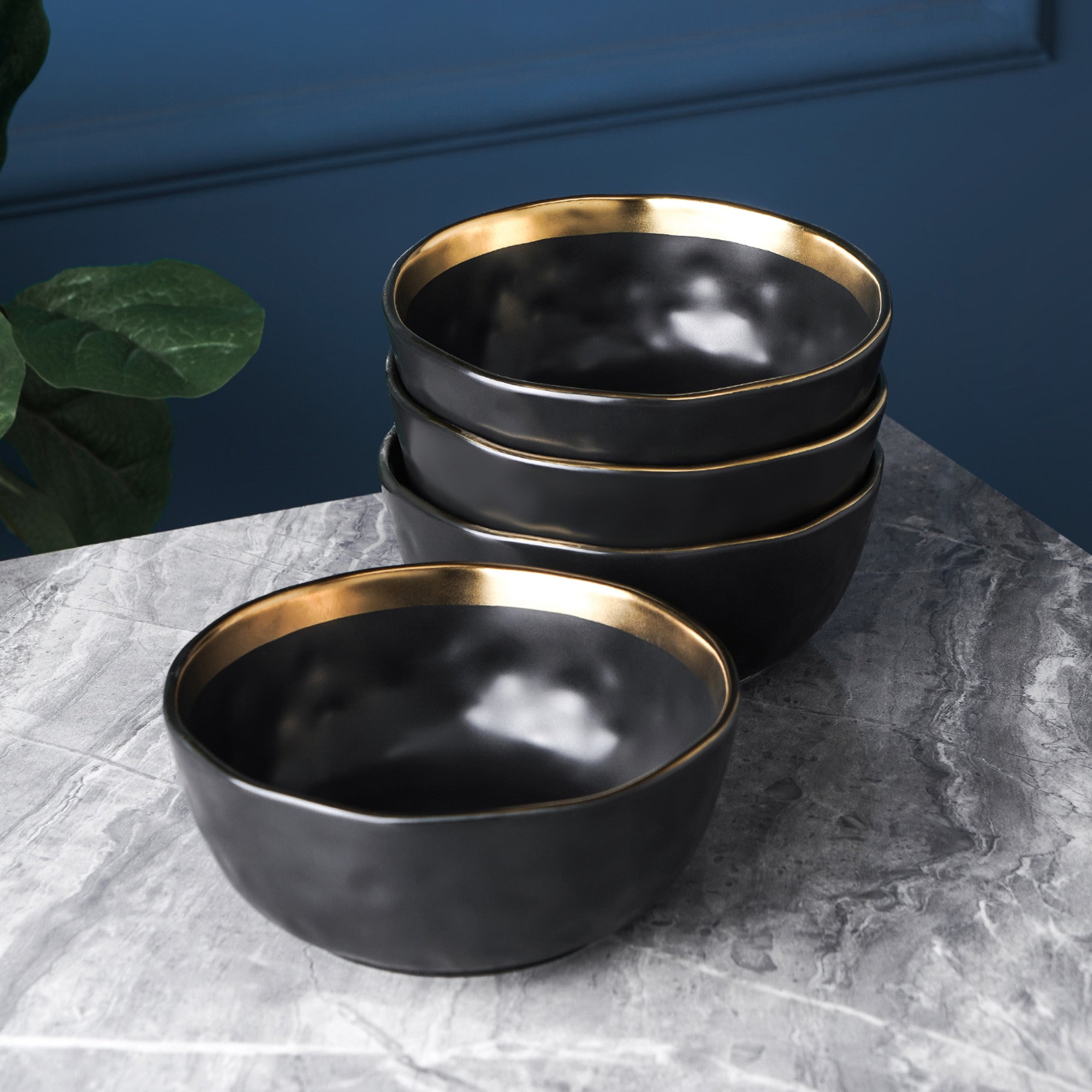 Premium Black Florian Porcelain Bowl - Elegant Dining & Serving Dish for Soup, Salad, Dessert & Home Decor