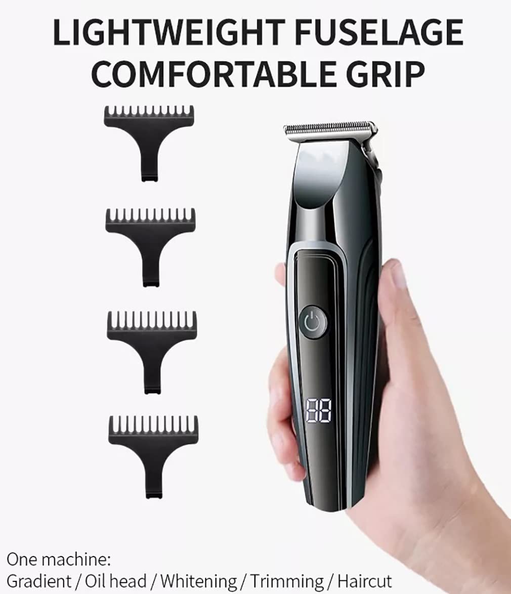 Professional Hair Clippers for Men - Rechargeable Cordless Electric Hair Trimmer with 2 Speed Settings & LED Display - Perfect for Home Barbering, DIY Haircuts, and Beard Grooming (Black)