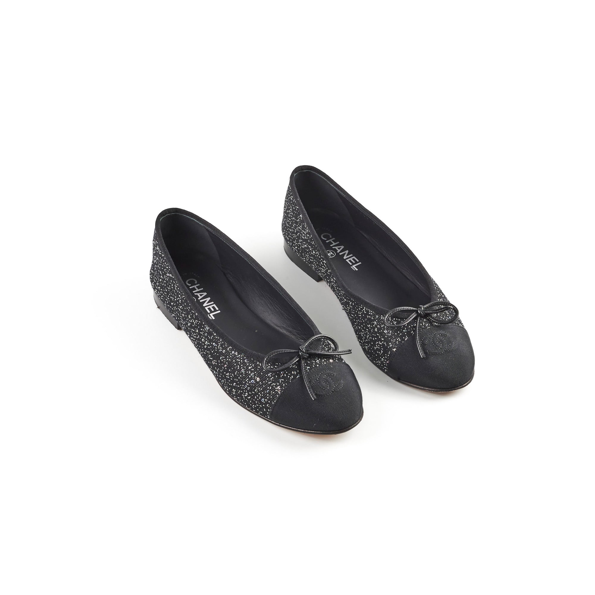 Chanel Black Sequin Ballet Flats for Women Size 40 - Elegant Evening Shoes for Parties & Special Occasions