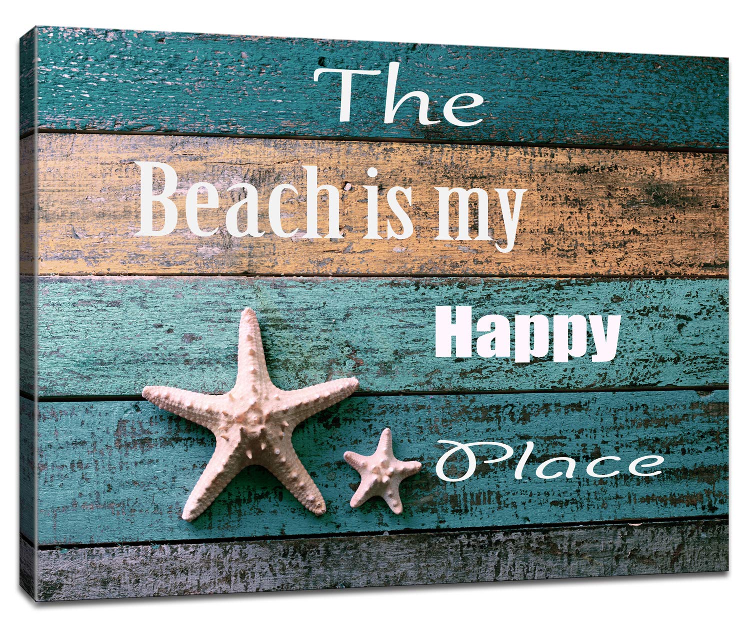Ocean Starfish Canvas Wall Art - 12x16 Inch Vintage Beach Decor for Bathroom, Living Room, Bedroom & Office - Framed Antique Photo Prints for Coastal Home Decor