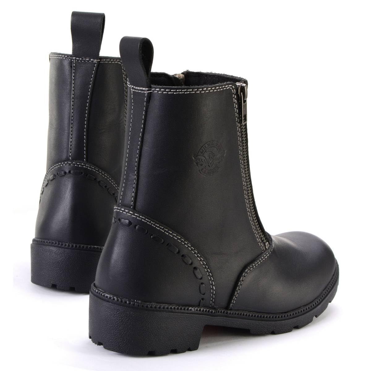 Milwaukee Leather MBL9327 Women's Black Leather Motorcycle Boots - Dual Zipper Closure, Comfortable & Durable Riding Footwear for Harley Davidson & Cruiser Bikes | Perfect for Long Rides & Motorcycle Events