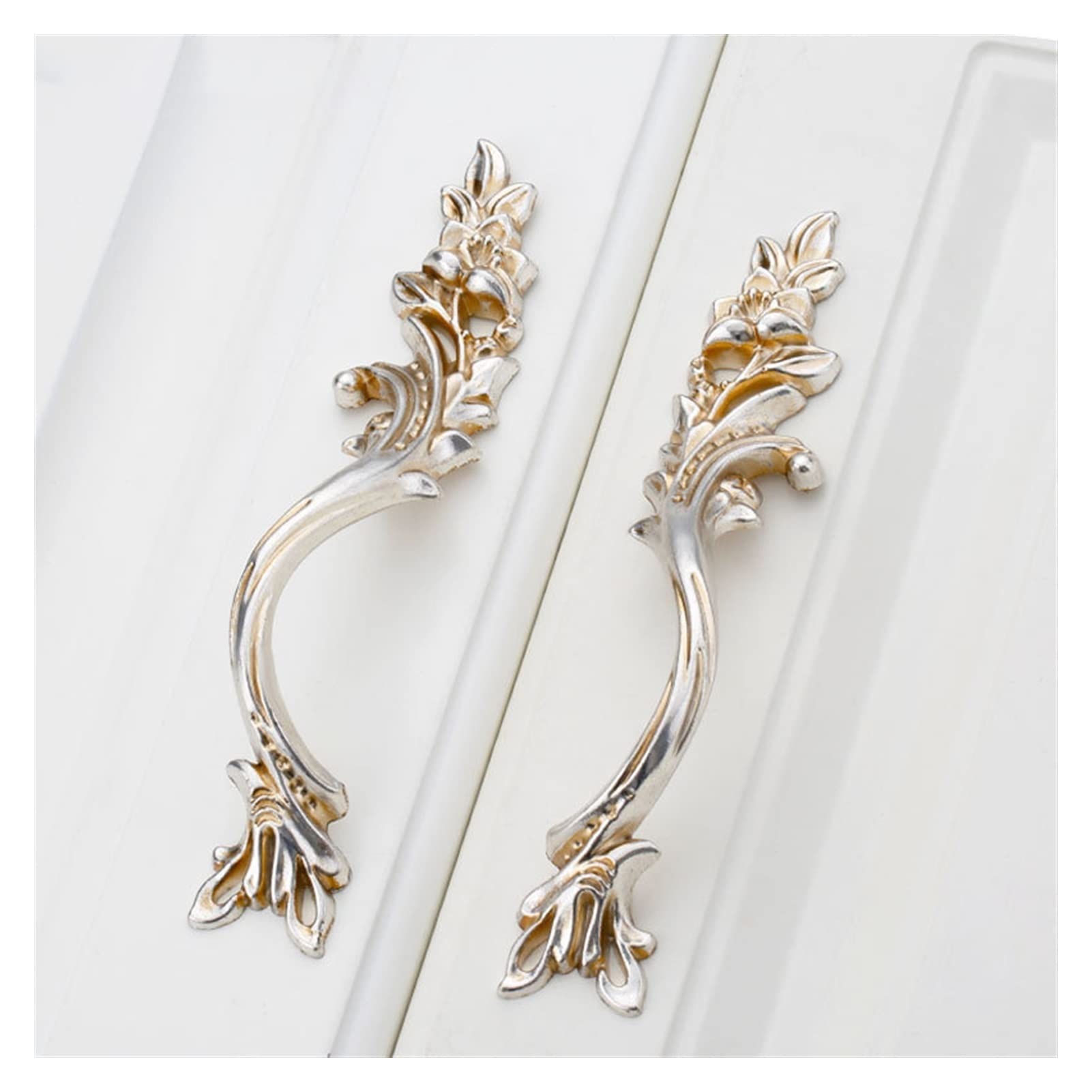 Classic European Silver Cabinet Handles - 6pcs for Kitchen & Wine Cabinet