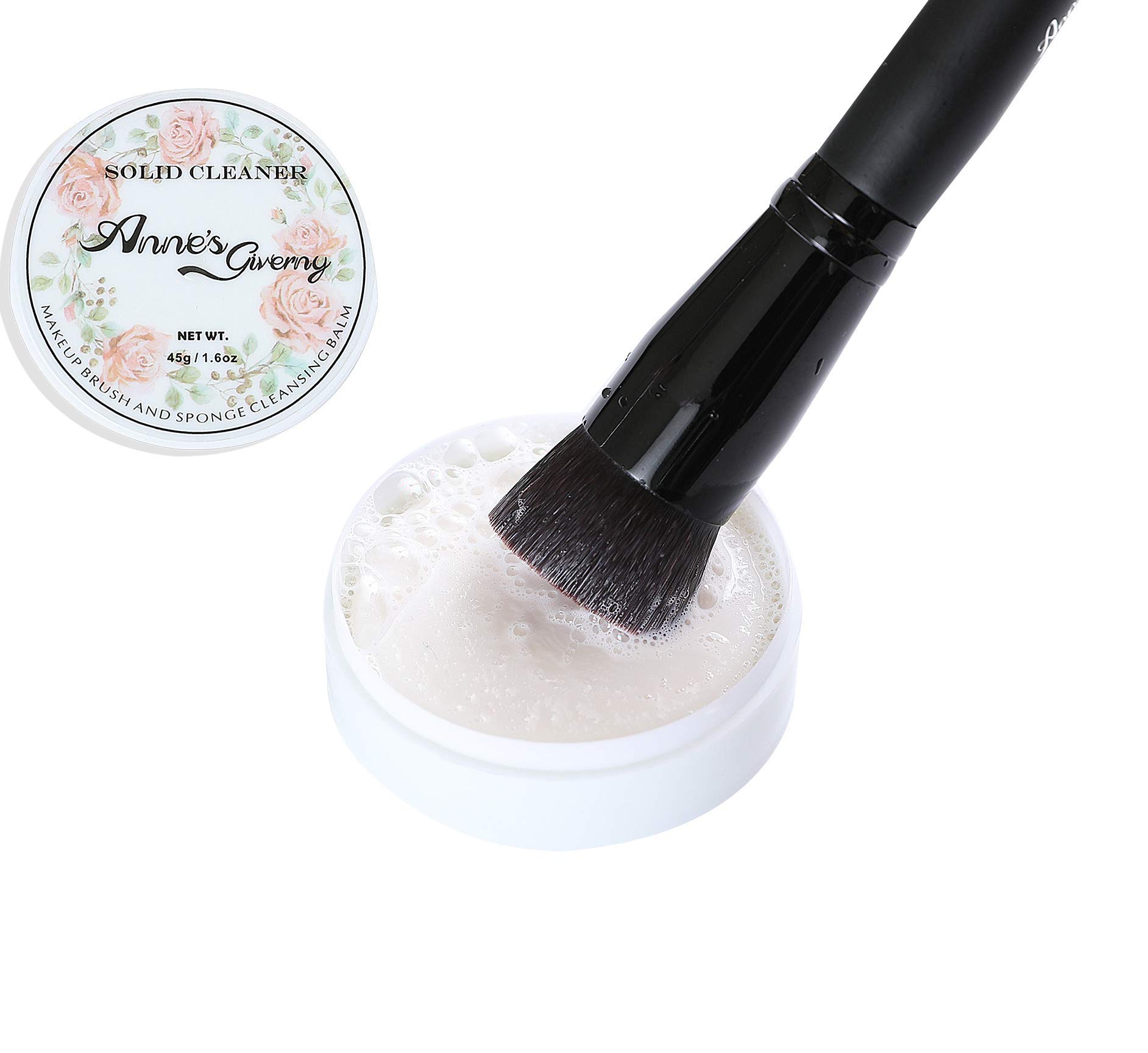 ANNE'S GIVERNY Liquid Foundation Makeup Brush with Solid Cleaner Soap - Professional Foundation Brush for Flawless Makeup Application & Easy Cleaning