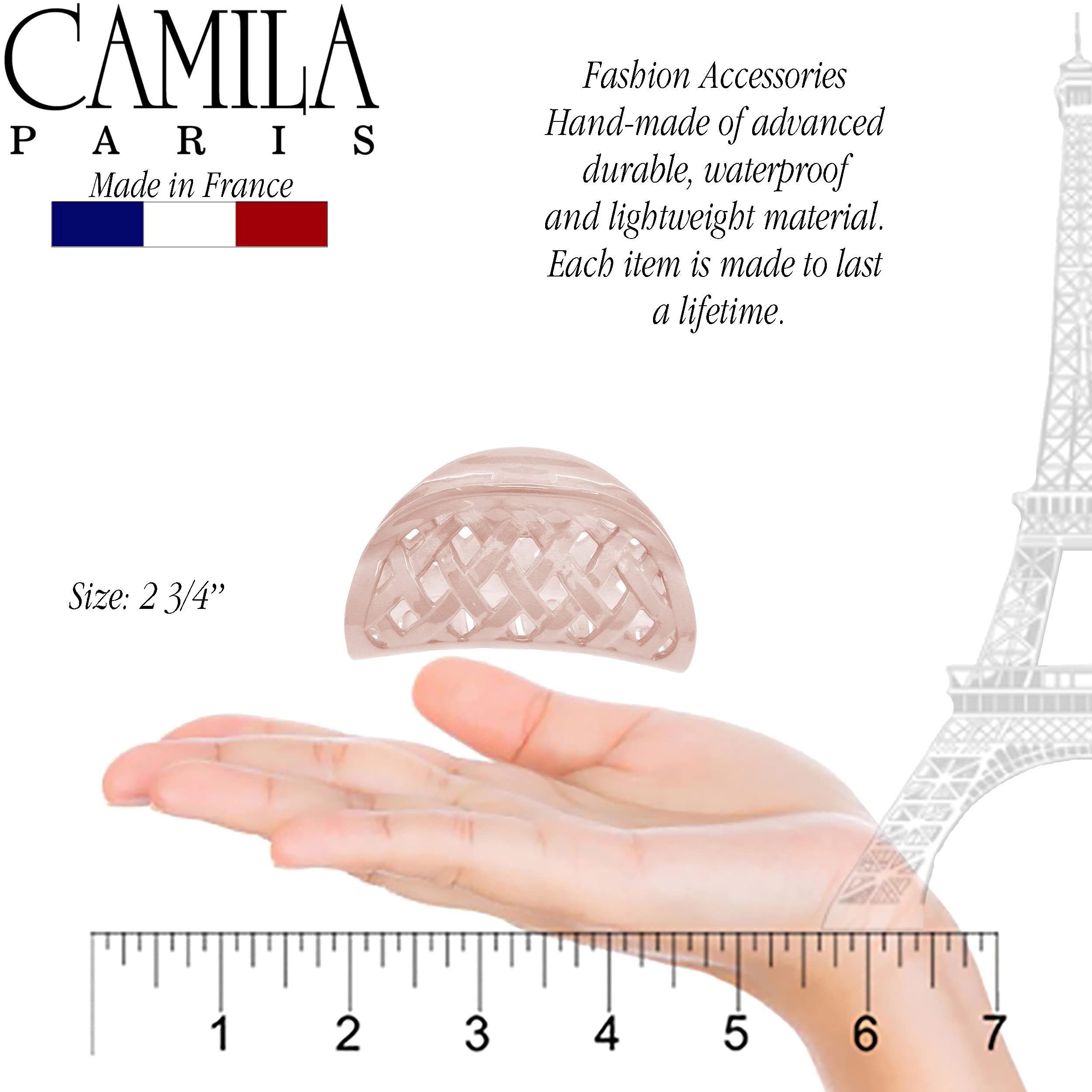 Camila Paris CP3205 French Hair Claw Clip for Women - No Pulling, Damage-Free Hair Accessory for Thick & Voluminous Hair (2.75 Inch) - Durable Fashion Hair Clip for Styling - Made in France | Perfect for Updos, Ponytails & Everyday Hairstyles