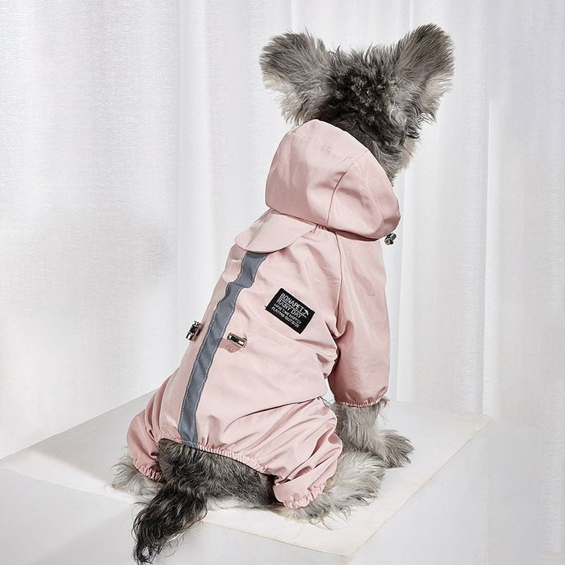 Waterproof Reflective Dog Raincoat for Small to Large Dogs - Dusty Pink | High Visibility Safety Coat for Night Walks & Rainy Day Adventures