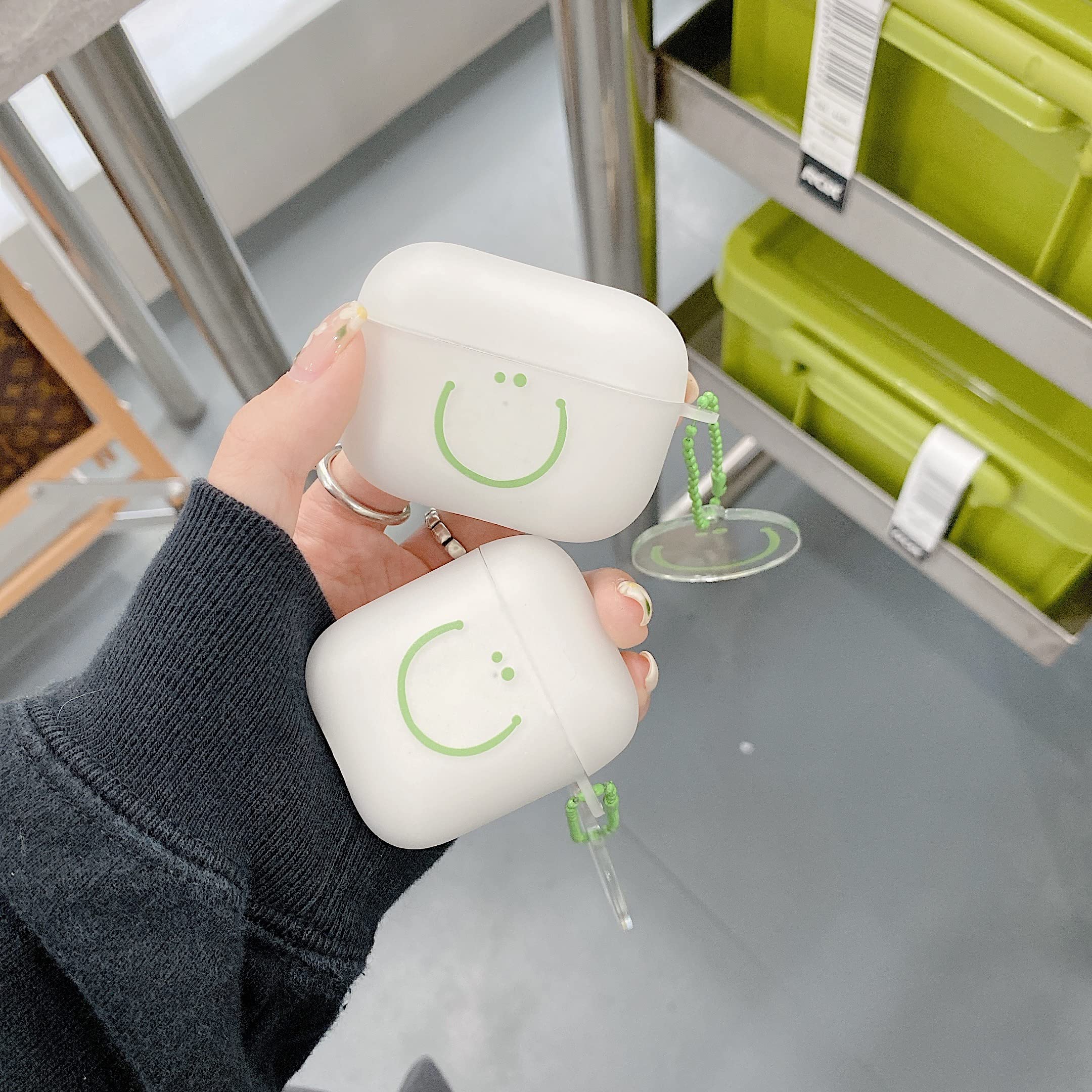 Shock-Absorbing Soft Silicone Case for AirPods Pro - Protective Green Cover with Keychain for Women & Men - Perfect for Gym, Travel & Everyday Use