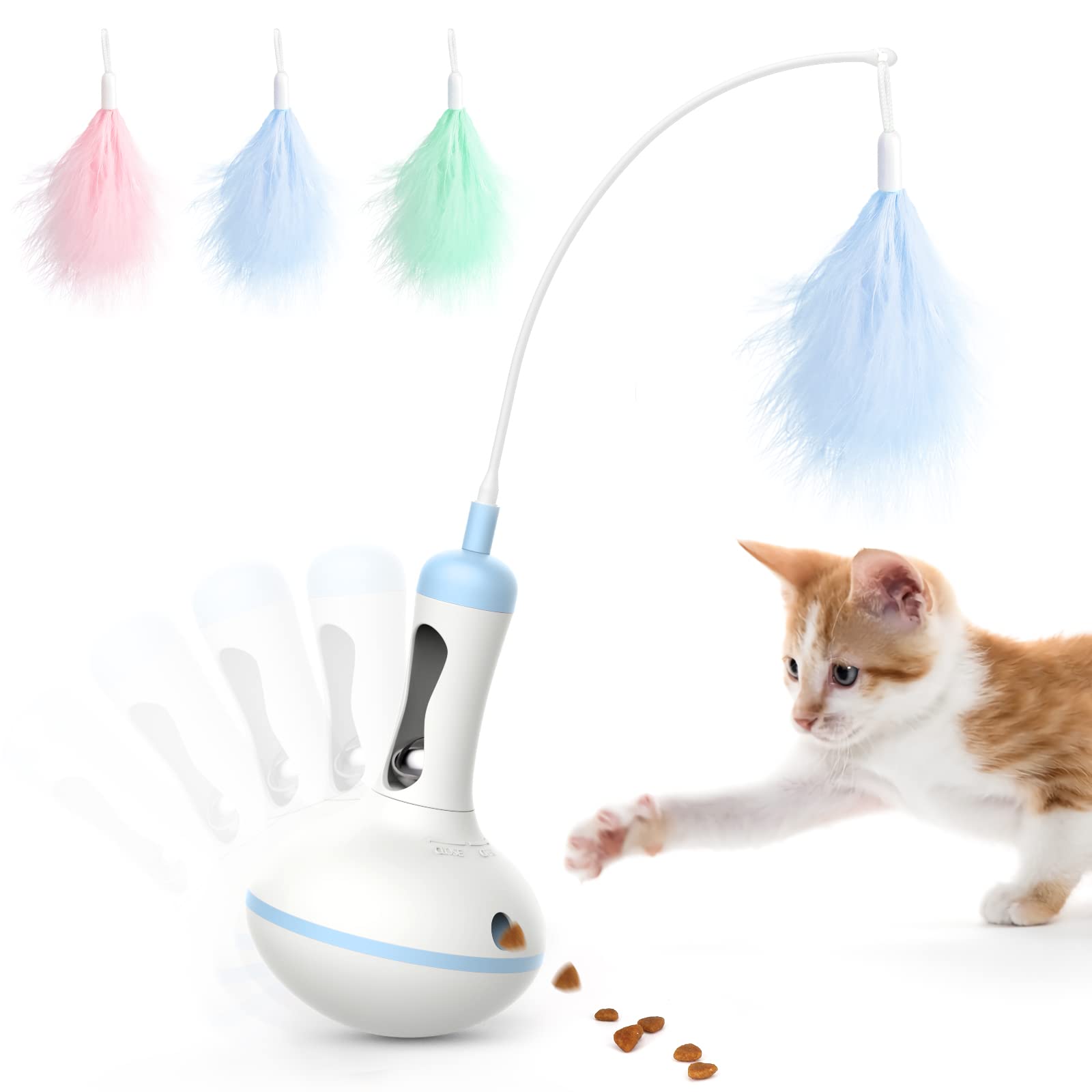 **Lewondr Interactive Cat Toys with Feather & Bell – Replacement Tumbler Design & Leak-Proof Food Function – Fun Indoor Play for Kittens & Adult Cats – Perfect for Exercise, Boredom Relief & Bonding**