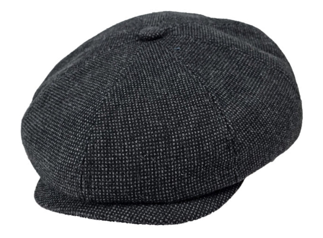 Stanton Black Wool Blend Tweed Baker Boy Cap - Vintage Style Newsboy Hat for Men & Women - Perfect for Fall, Winter, and Outdoor Activities