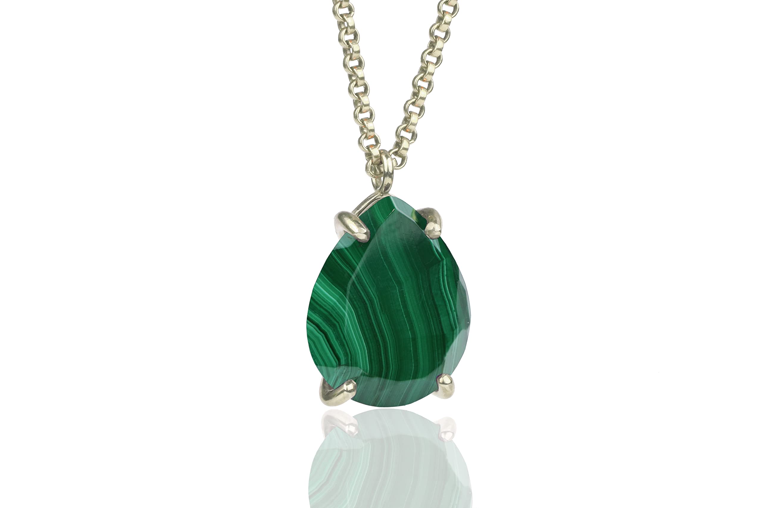 14k Gold Filled Malachite Statement Necklace - Handmade Natural Gemstone Jewelry with Custom Cut Pendant - Elegant Layering Necklace for Women - Perfect Gift for Birthday, Anniversary & Special Occasions