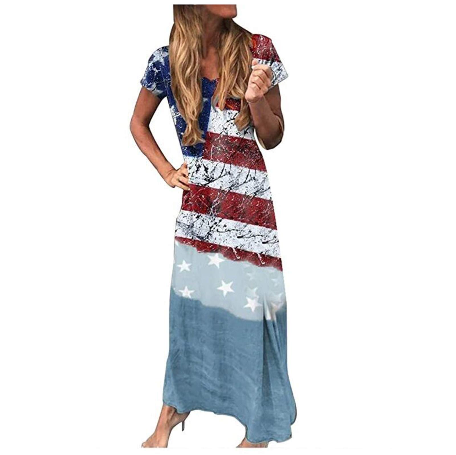 ZEFOTIM Women's Summer Casual Maxi Dress with Pockets - Loose Fit Long Dress with Short Sleeve/Sleeveless Options & Side Slit - Perfect for Beach, Vacation, and Everyday Wear