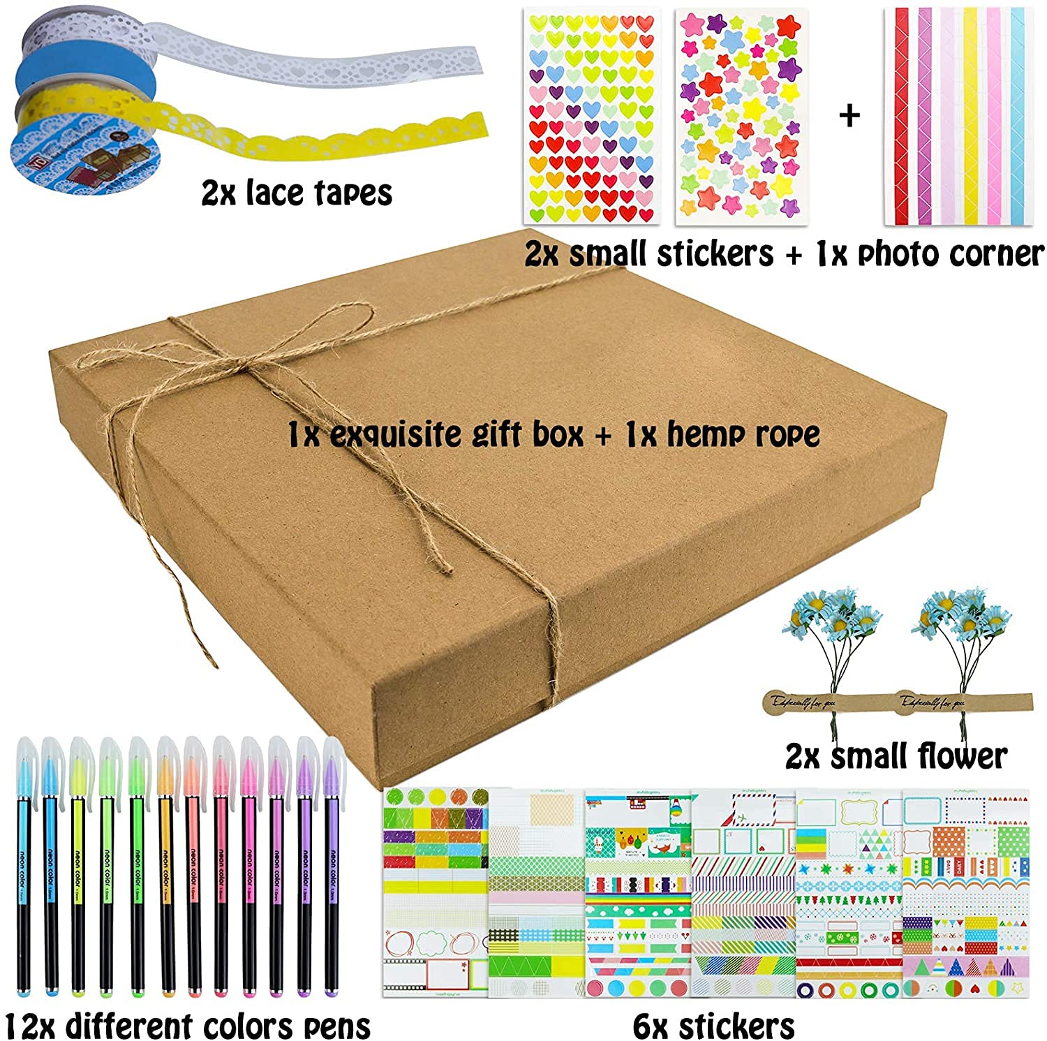 Vienrose DIY Scrapbook Photo Album Kit - 60 Pages 12x12 Inch Hardcover with Pens, Tapes & Stickers - 3-Ring Removable Black Paper Scrapbooking for Wedding, Anniversary, Birthday & Memory Keeping (Purple)