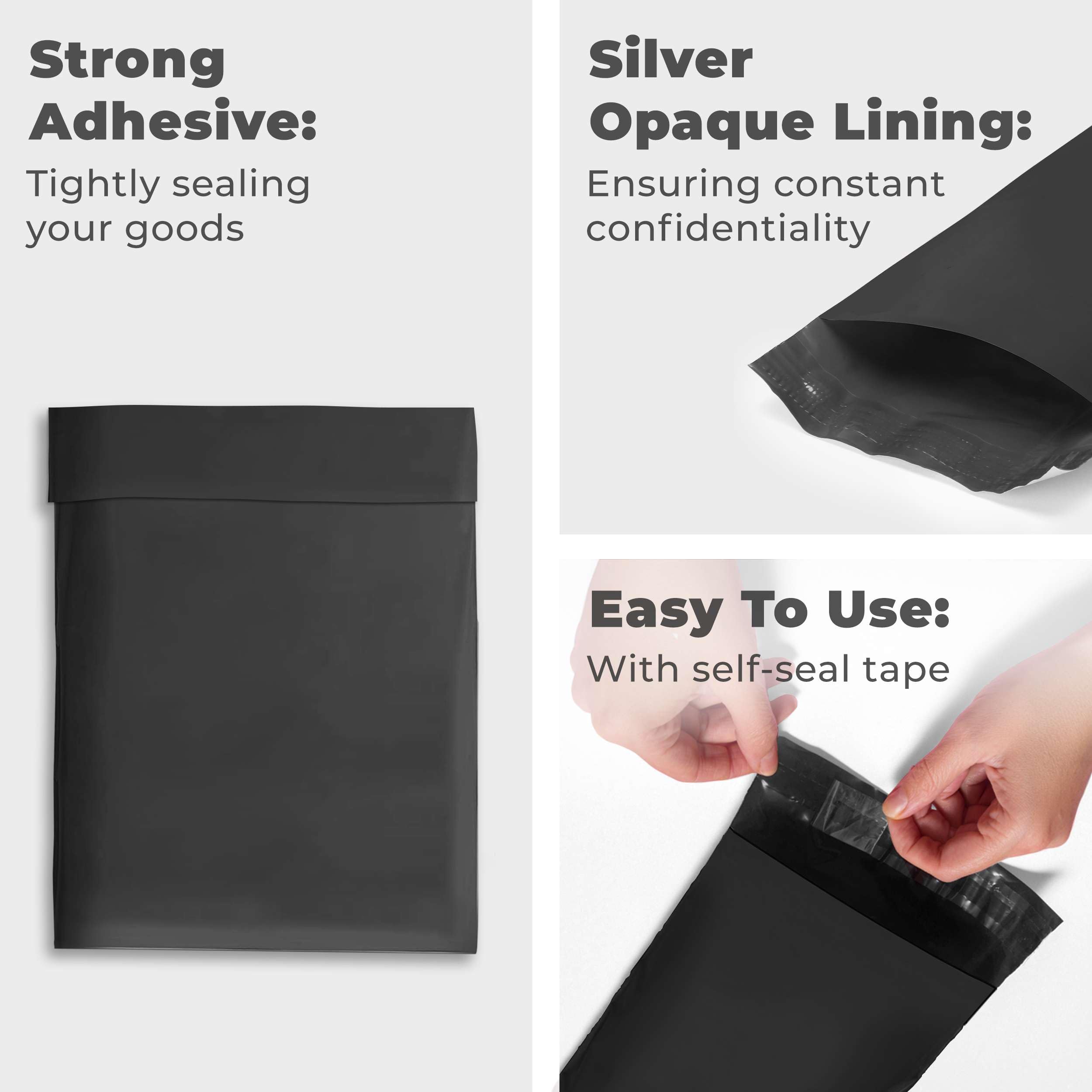 Medium 9x12 Poly Mailers - 100 Pack Black Shipping Bags | Tear & Puncture Proof, Water Resistant Mailing Envelopes | Small Business Packaging for Ecommerce, Apparel & Subscription Boxes
