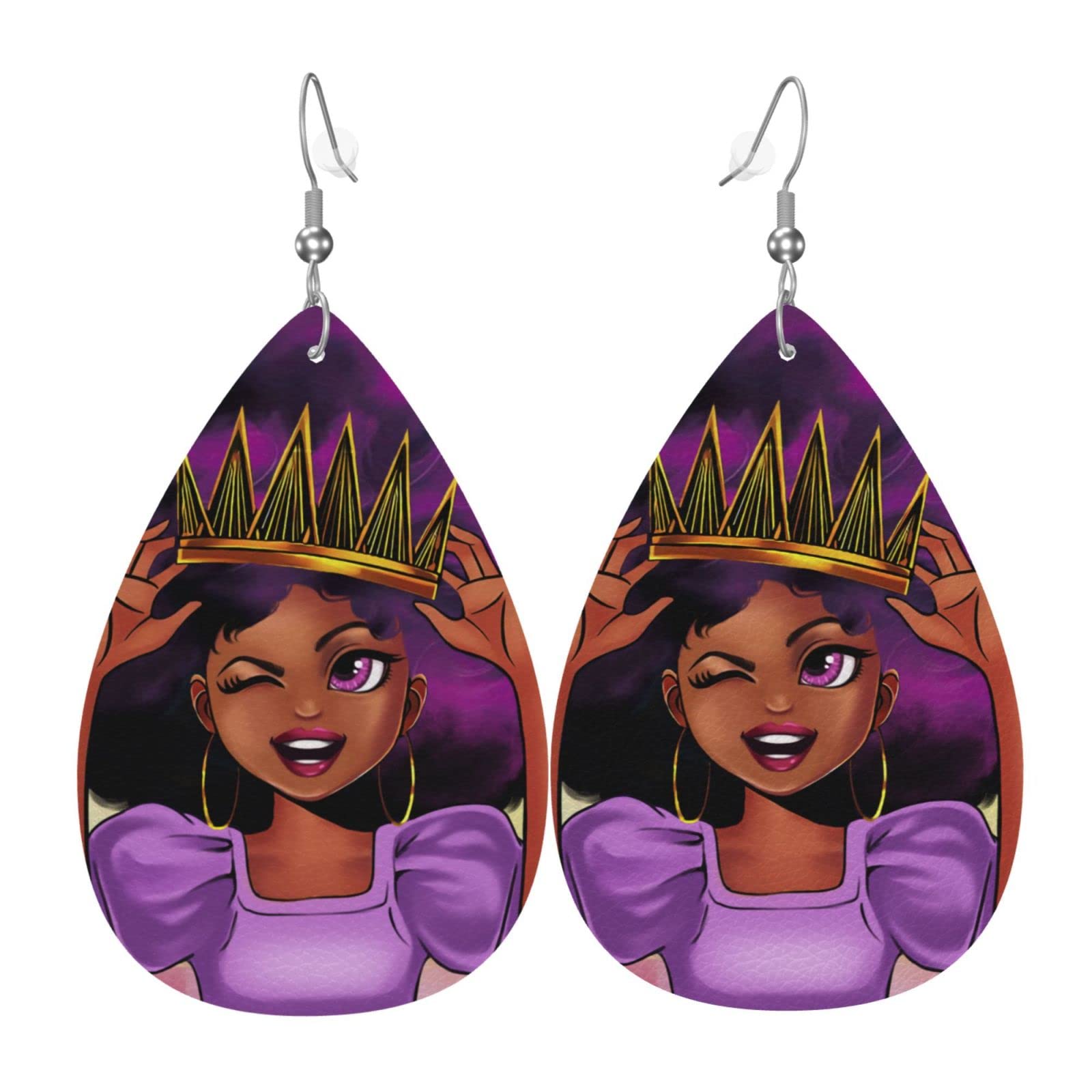 African Women's Drop Earrings - Double-Sided Leather Ethnic Style Jewelry for Women & Girls | Fashion Accessories for Valentine's Day, Birthday Party, Wedding & Special Occasions