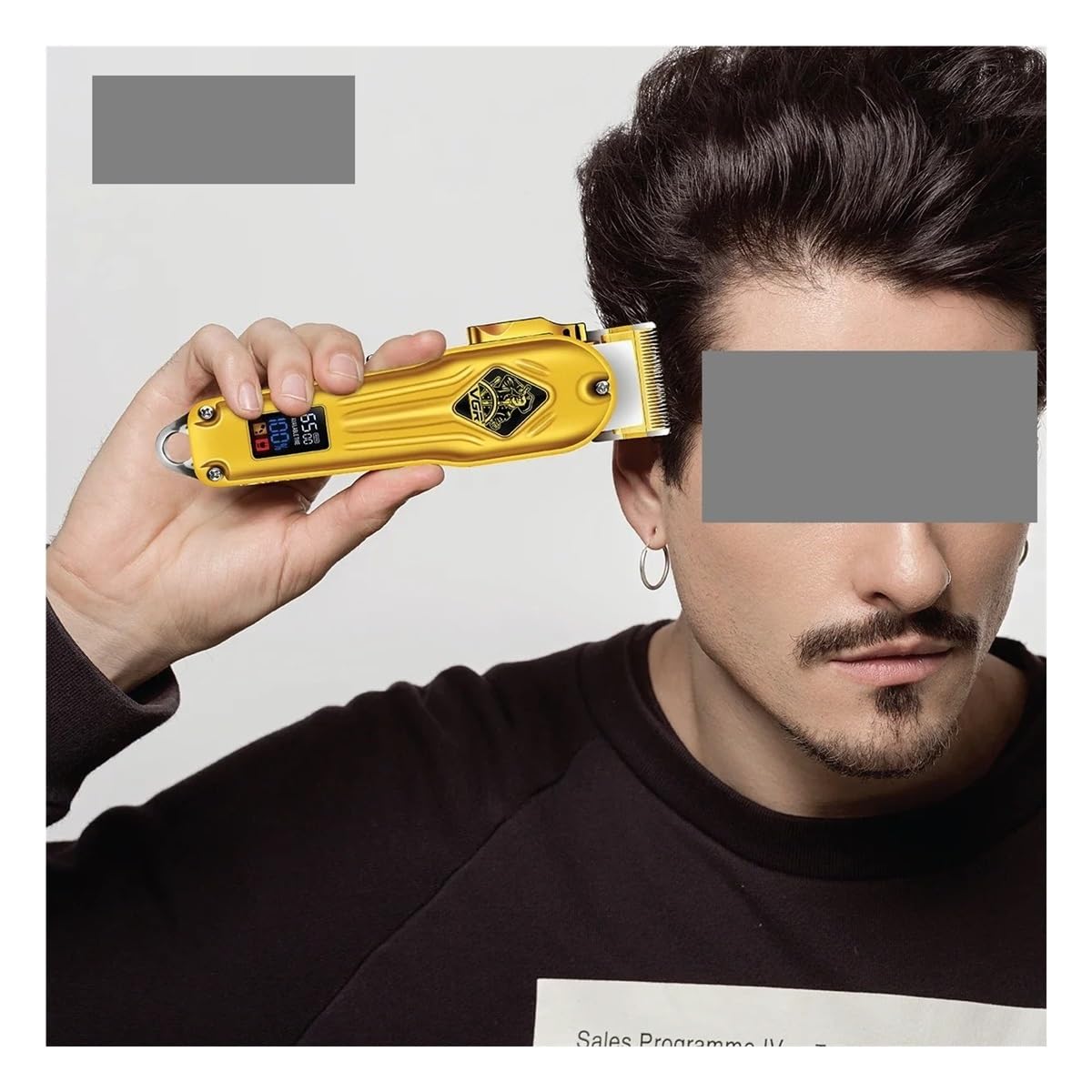 Professional Cordless Hair Clipper V-267 - Gold Barber Trimmer with Digital Display for Men | Precision Haircutting, Beard & Mustache Grooming | Home & Salon Use