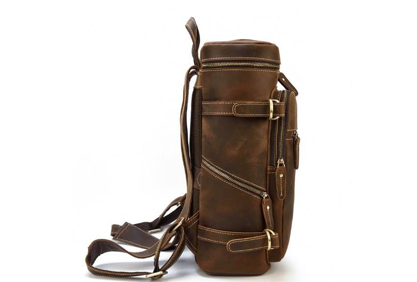 Women's & Men's Brown Leather Backpack - Stylish Rucksack Purse for Travel, Work & Daily Use | Durable & Fashionable Unisex Design
