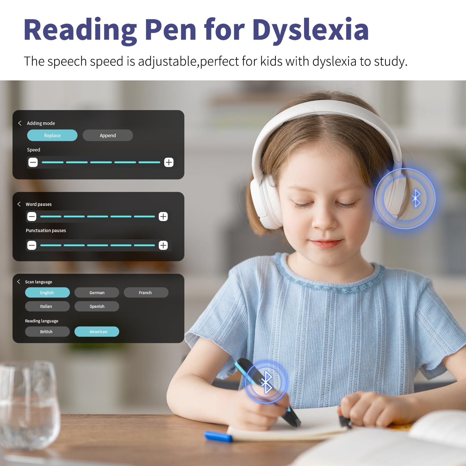 NEWYES Scan Reader Pen 4 - Text to Speech Device & Translator Pen for Dyslexia, Photo Translation OCR, 16GB Bluetooth Pen Scanner for Students & Adults (Blue) | Perfect for Reading Assistance, Language Learning & Study Sessions