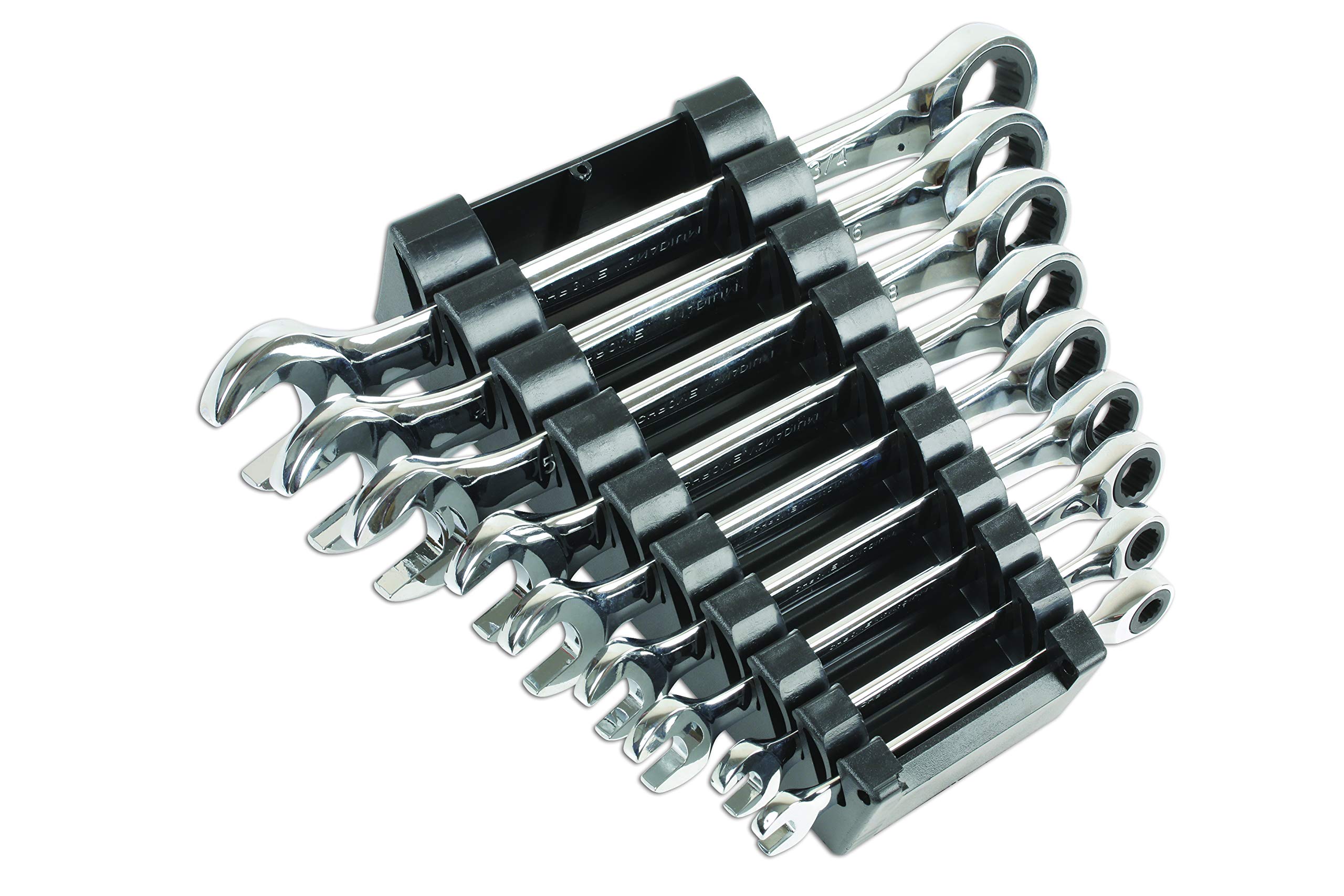 Laser 6699 AF Ratchet Ring Combination Spanner Set 9pc - Professional Mechanic Tool Kit for Automotive Repair & DIY Projects