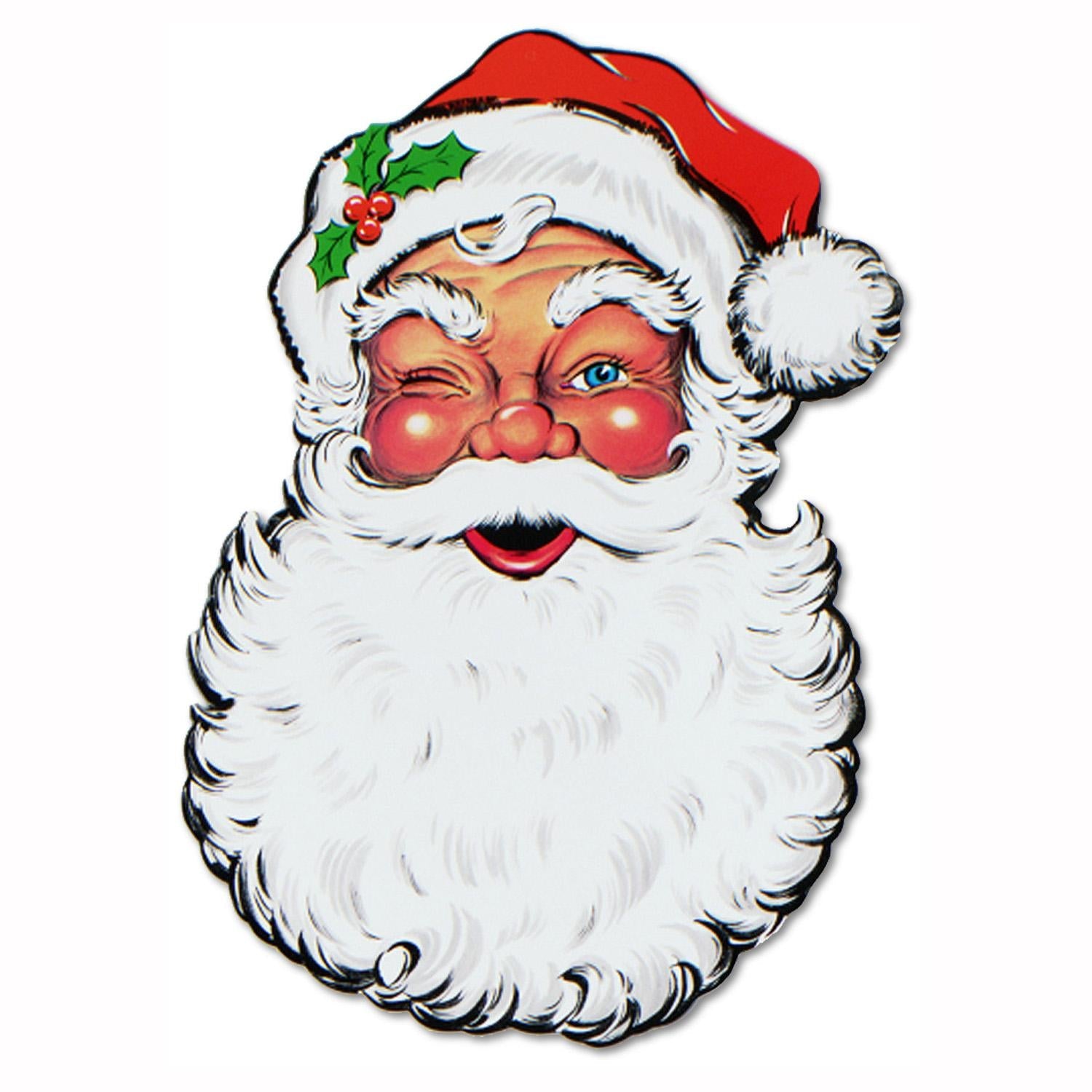 12 Pack Beistle Christmas Santa Face Cutouts - Holiday Party Decorations, Wall Hangings & Festive Home Decor for Xmas Celebrations