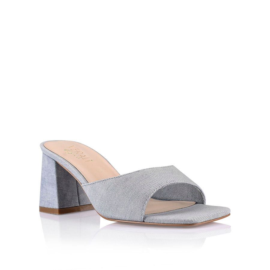 Stylish Sting Block Heel Mules in Denim - Comfortable Slip-On Shoes for Women | Perfect for Office, Date Night & Casual Outings