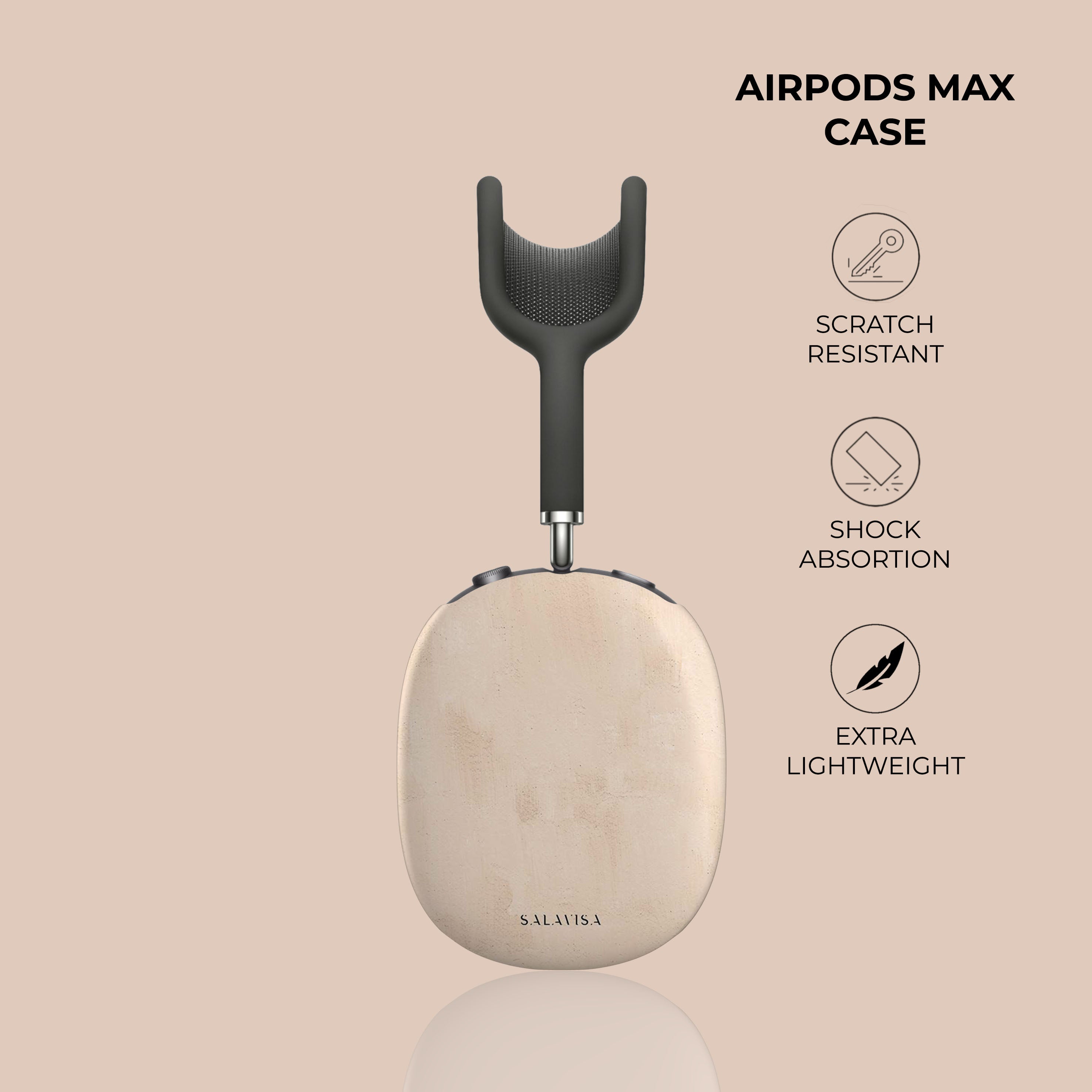 Premium Rose Beige Clay AirPods Max Protective Case - Soft Silicone Cover with Shockproof Design for Travel & Daily Use