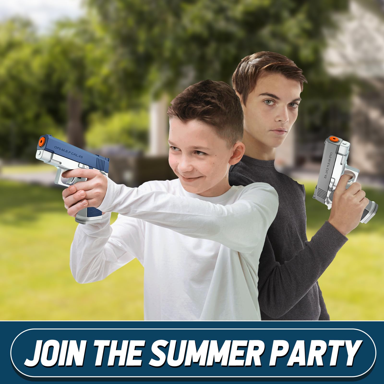 2 Pack Water Gun Squirt Guns for Kids - 100cc Capacity Mini Water Blaster Soaker Pistol Toys | Summer Outdoor Pool Beach Water Play for Boys & Girls | Perfect for Backyard Parties, Beach Trips & Summer Fun (Blue Gray)