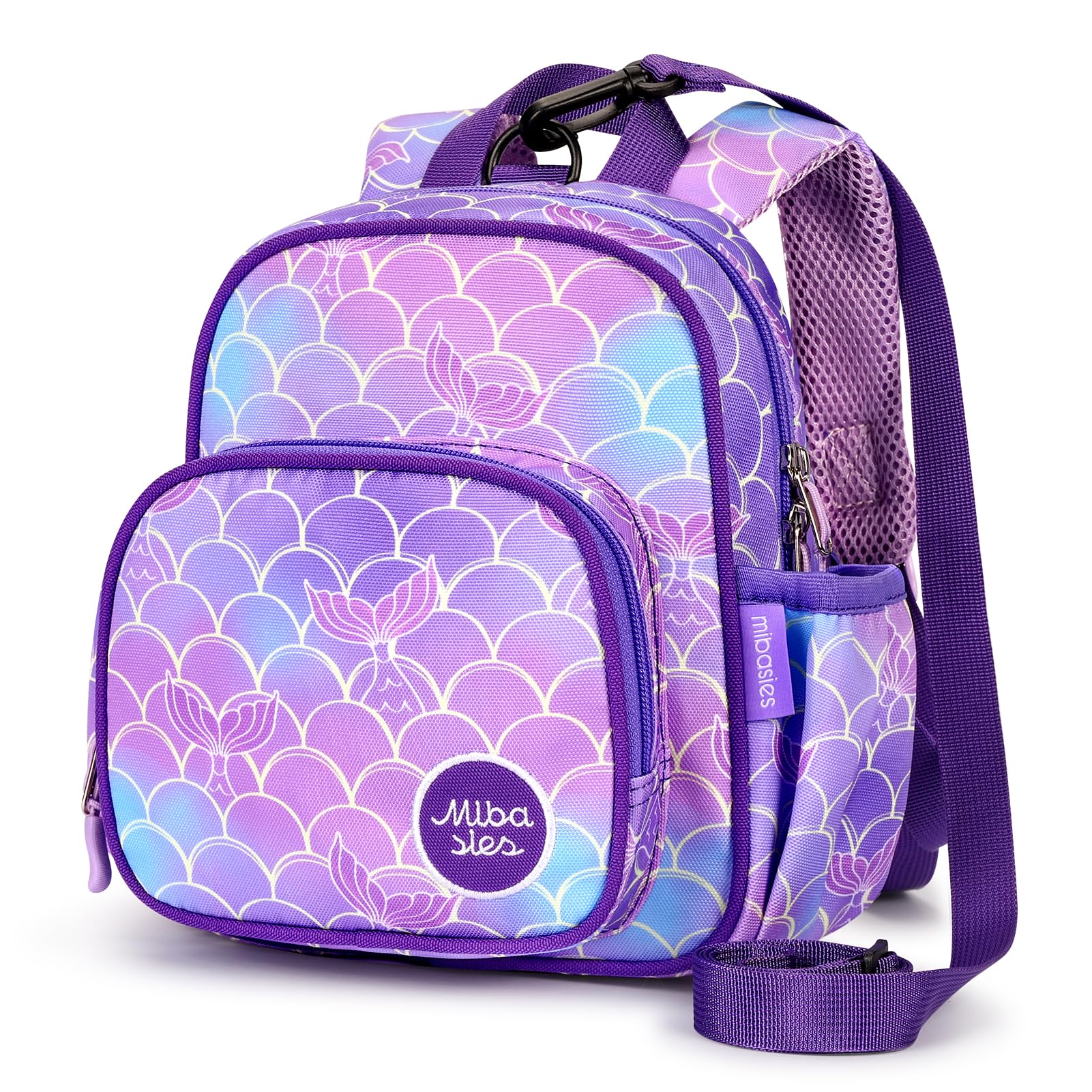 Mibasies Toddler Backpack Leash for Kids 1-3 Years - Anti-Lost Baby Harness with Adjustable Strap, Mermaid Purple Backpack for Girls & Boys | Perfect for Travel, Shopping & Outdoor Adventures