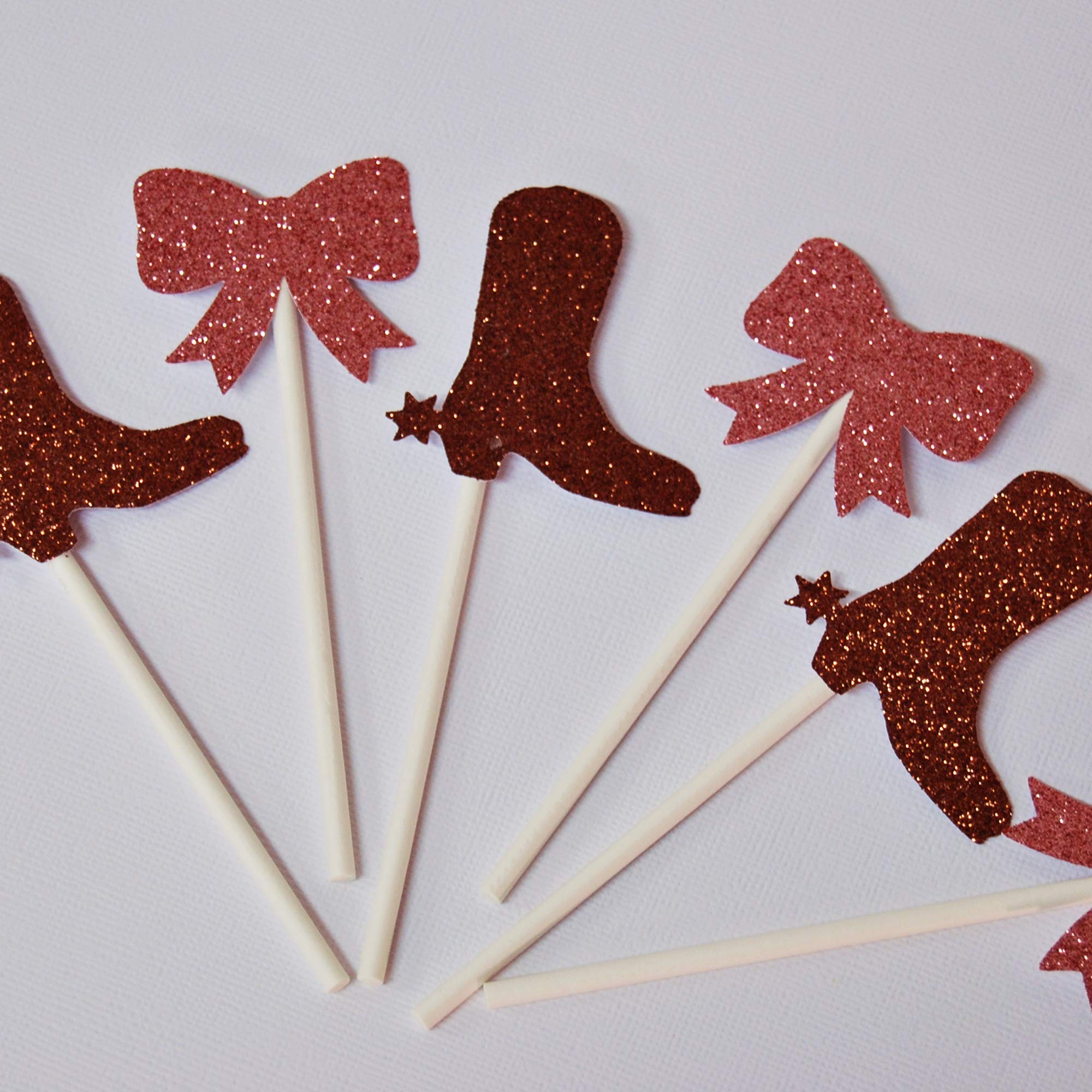 Gender Reveal Cupcake Toppers - Boots or Bows Baby Shower Decorations for Gender Announcement Parties, Baby Showers & Celebrations