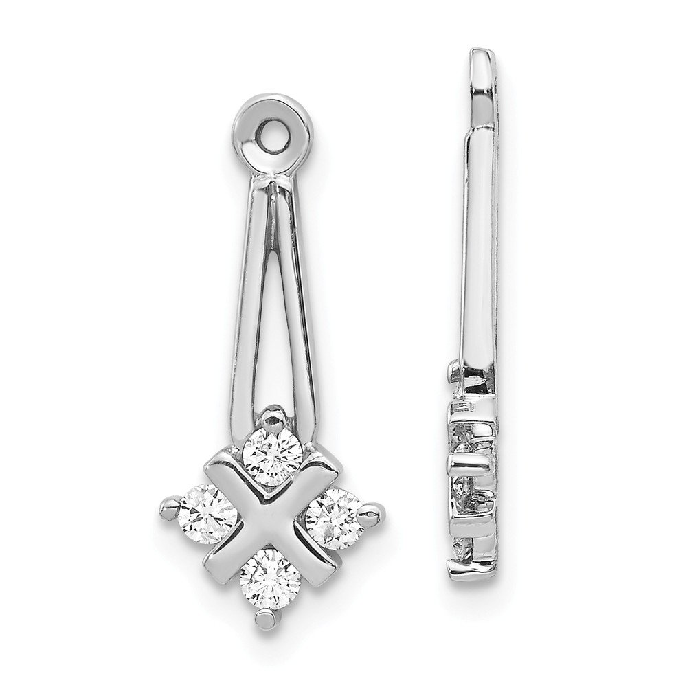14K White Gold AA Diamond Earring Jackets - Elegant Stud Enhancers for Weddings & Special Occasions