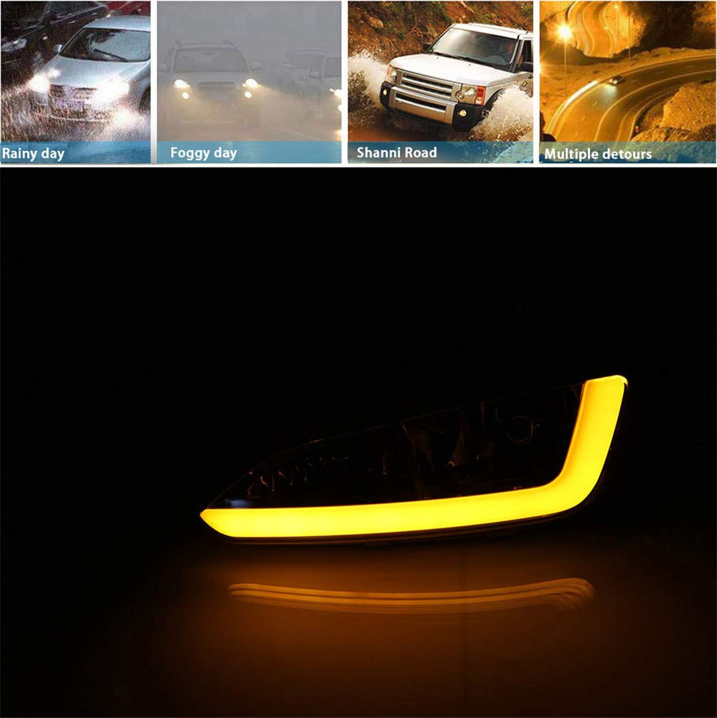 2014-2016 Hyundai Santa Fe Sport Super Bright LED Daytime Running Lights - DRL Fog Lights with Clear Lens for Front Bumper & Side Marker | Perfect for Night Driving, Off-Road Adventures & Enhanced Visibility