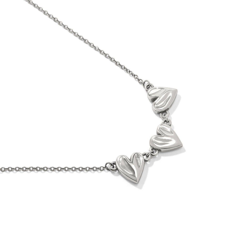 Brighton Cascade Heart Trio Necklace - Sterling Silver Layered Necklace for Women, Elegant Gift for Her | Perfect for Valentine's Day, Anniversary & Special Occasions