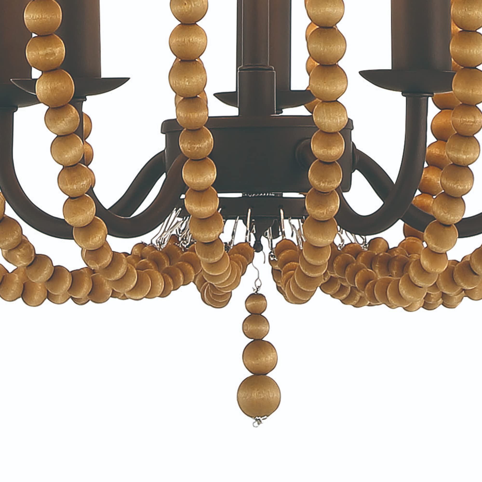Vanity Art 5-Light Candle Style Empire Chandelier with Beaded Accents - Modern Hanging Ceiling Light Fixture for Dining Room, Kitchen & Living Room in Oil Rubbed Bronze | Elegant Lighting for Home Decor & Special Occasions (SYB3215RB-DK)