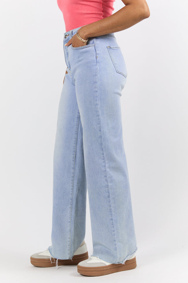 Kelsea Light Wash Wide Leg Jeans for Women - High Waisted Stretch Denim Pants - Casual & Comfortable Everyday Wear for Office, Shopping & Weekend Outings