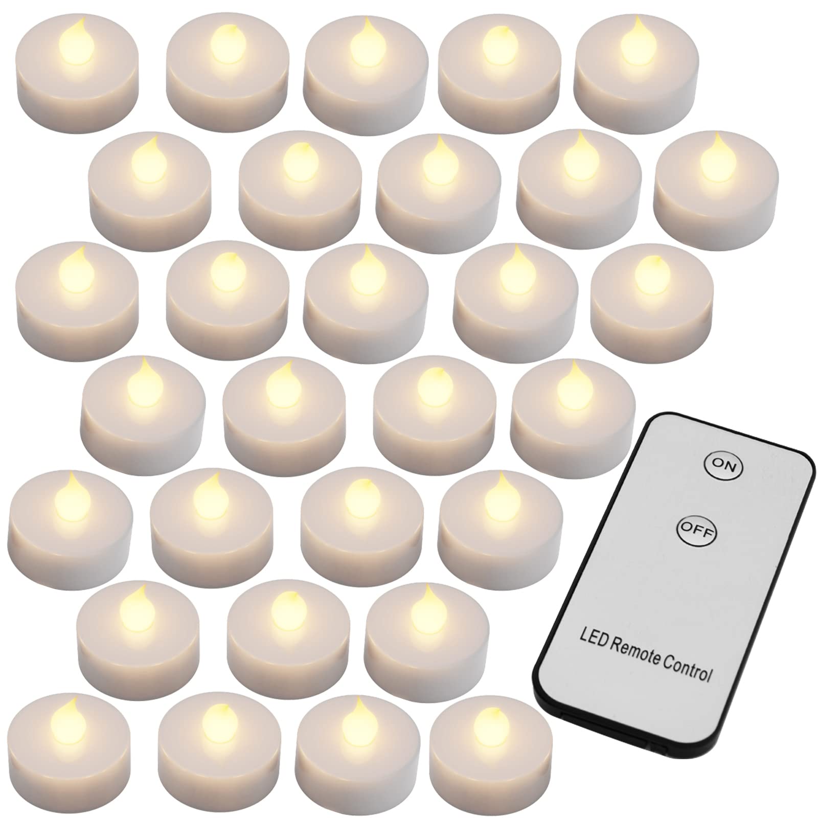 30 LED Tea Lights Set with Remote Control - Battery Operated Flameless Candles, Warm White Flickering Flames, 3.7cm Safe Electric Candles for Weddings, Parties, Home Decor & Romantic Ambiance