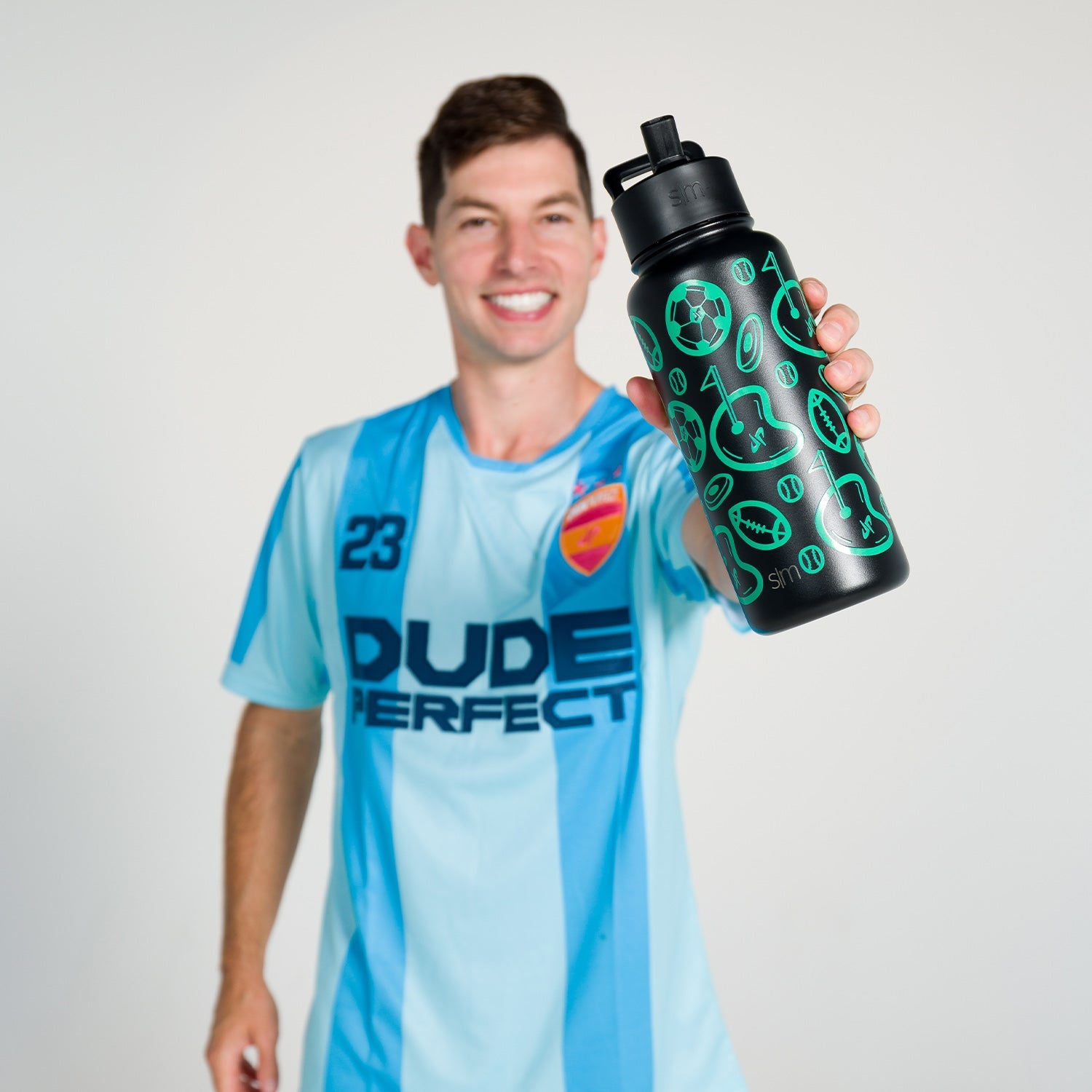 Dude Perfect Summit Water Bottle with Straw Lid & Chug Lid - Leakproof Stainless Steel Insulated Bottle for Gym, Hiking, Sports & Outdoor Activities