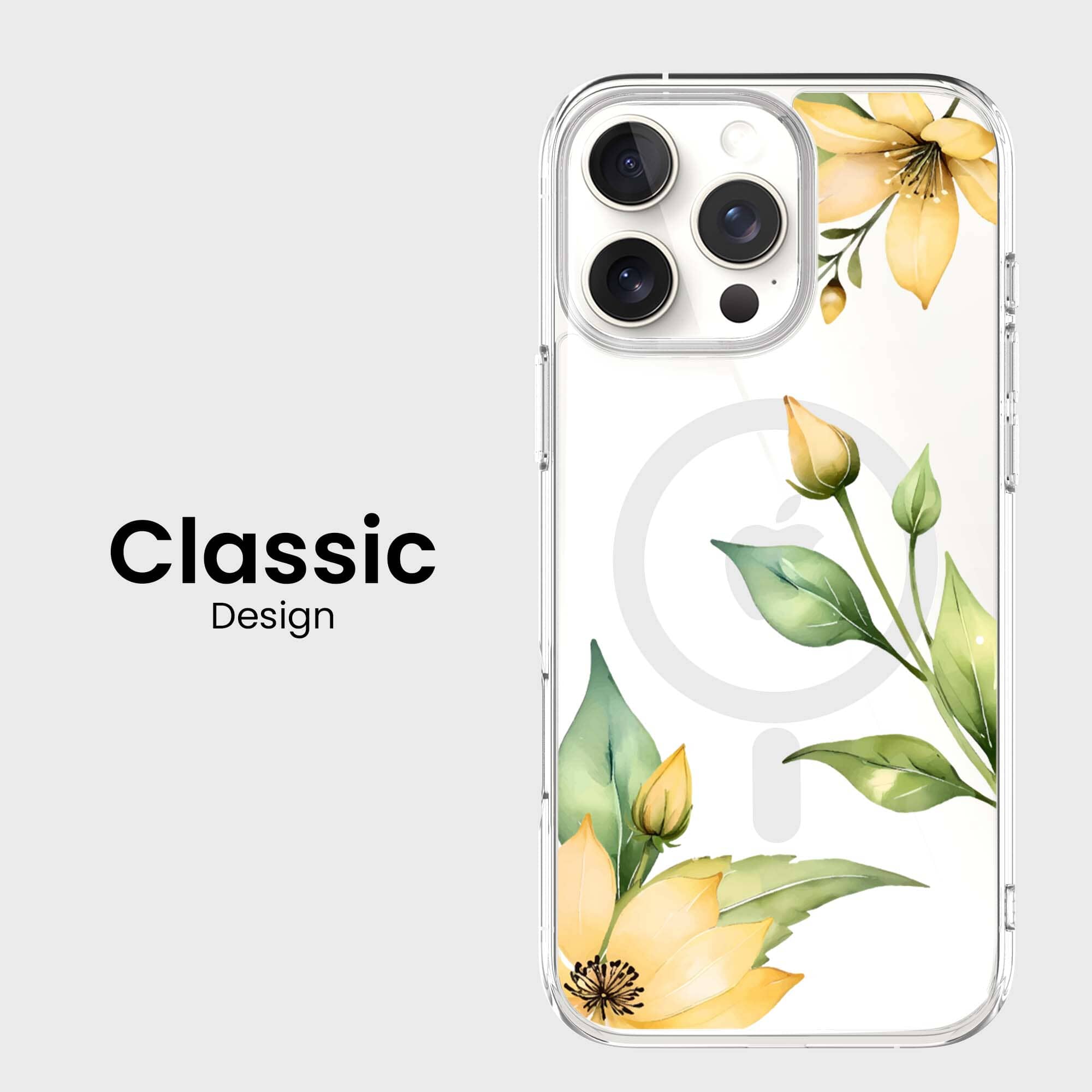 MagSafe iPhone 16 Pro Case - Yellow Wildflower Clear Protective Cover | Slim Fit, Wireless Charging Compatible | Perfect for Everyday Use, Travel & Outdoor Activities
