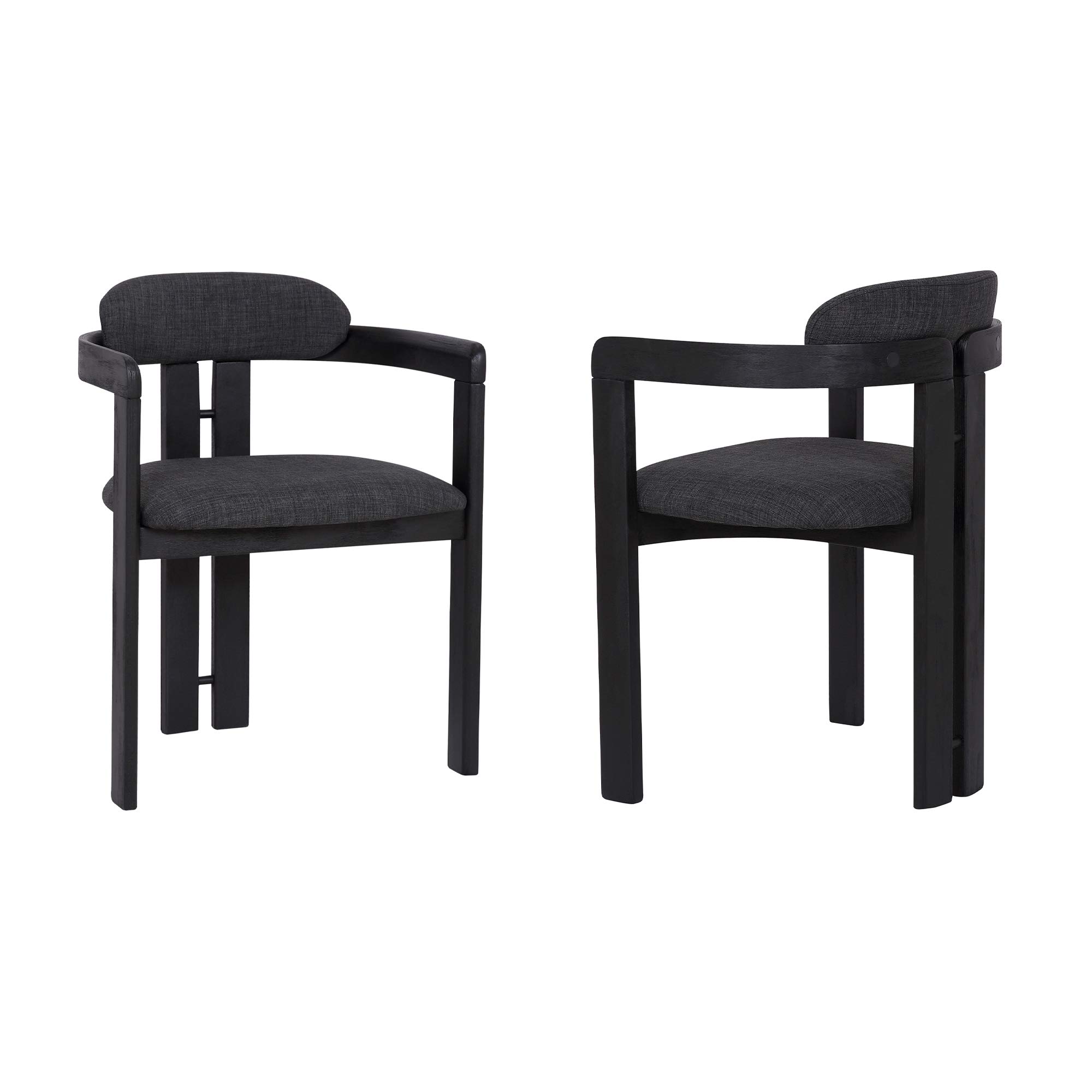 Armen Living Jazmin Fabric Modern Dining Chairs - Set of 2, Charcoal Gray Upholstered Side Chairs for Kitchen, Dining Room & Breakfast Nook - Comfortable & Stylish Seating