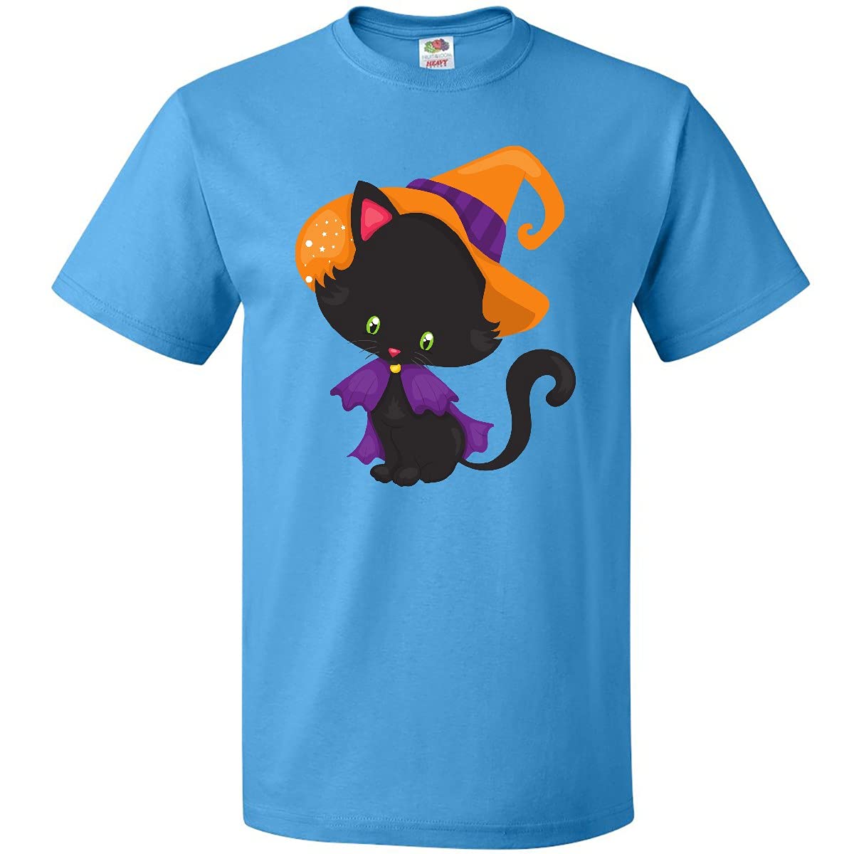 Inktastic Halloween Cat T-Shirt - Cute Black Cat with Witch Hat Design | Perfect for Halloween Costumes, Parties & Gifts