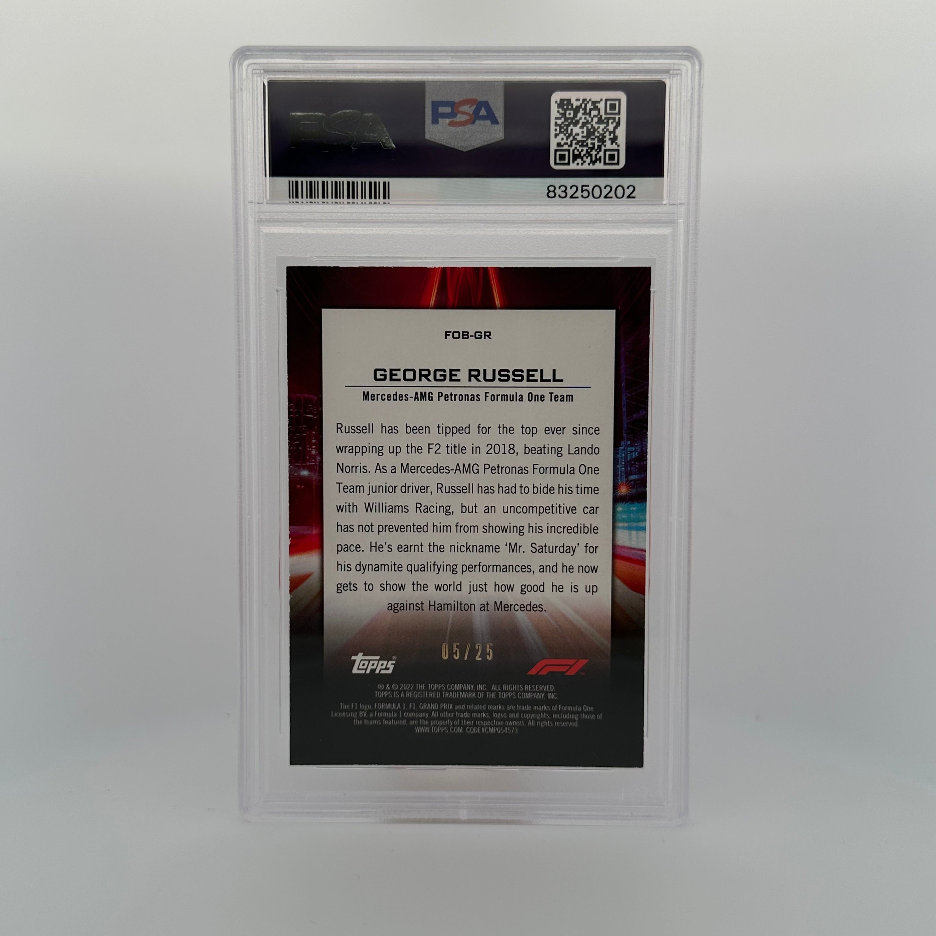 PSA 7 George Russell #FOBGR Flash Of Brilliance Orange Trading Card - Perfect for Sports Collectors, Investors & Memorabilia Enthusiasts