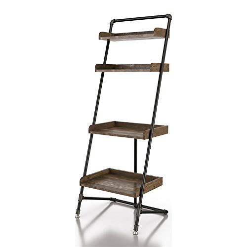 Furniture of America Karin Industrial Wood Display Shelf in Reclaimed Oak - Rustic Bookshelf for Living Room, Bedroom & Office Storage