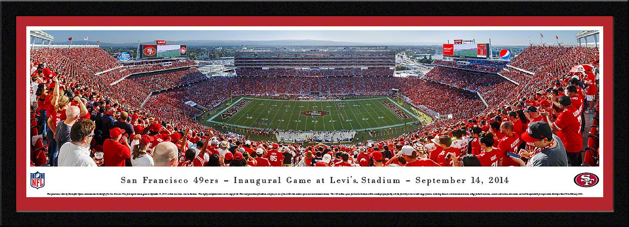 San Francisco 49ers Inaugural Game at Levi's Stadium Panoramic Print - NFL Football Collectible - Perfect for Man Cave, Sports Bar & Fan Room Decor