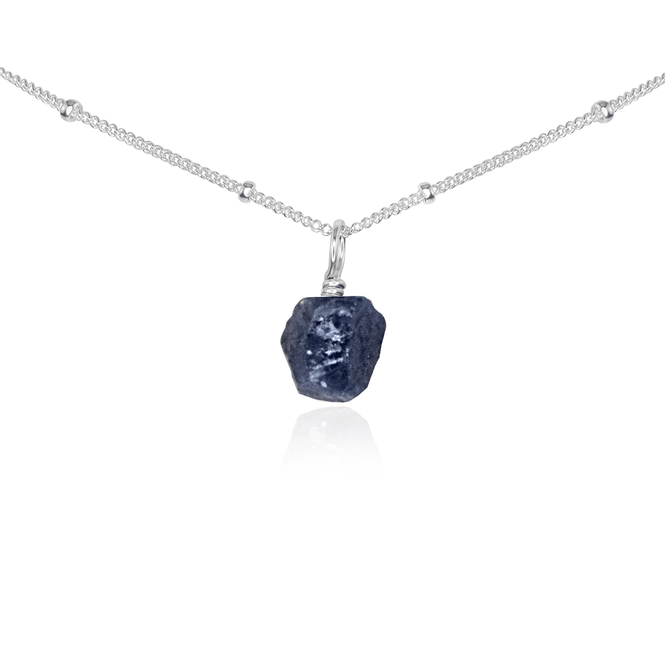 Tiny Rough Sapphire Gemstone Pendant Choker Necklace - Natural Blue Sapphire Jewelry for Women, Boho Chic Layering Necklace for Everyday Wear & Special Occasions