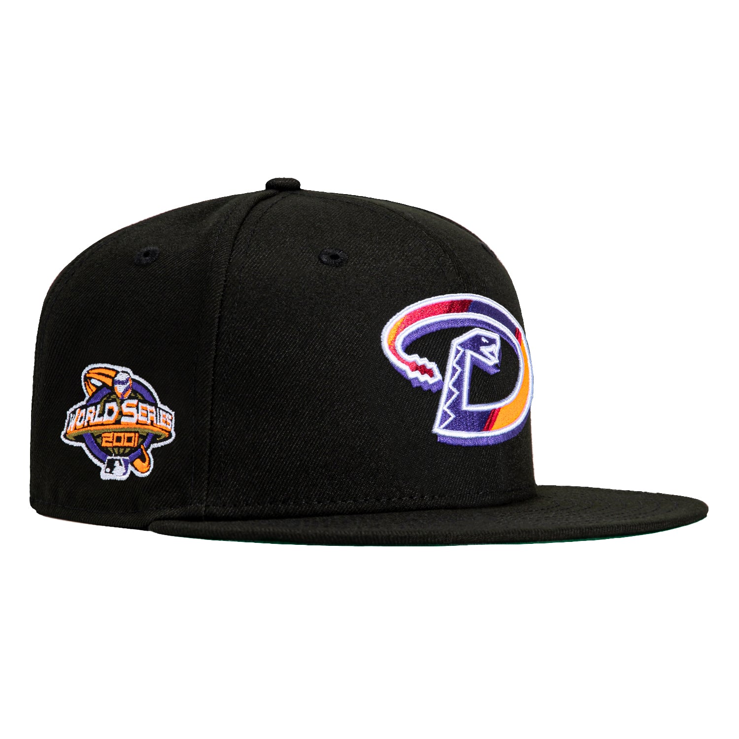 New Era 59Fifty Arizona Diamondbacks 2001 World Series Patch Snapback Hat - Black, Purple & Orange - Official MLB Baseball Cap for Fans & Collectors - Perfect for Games, Sports Events & Casual Wear