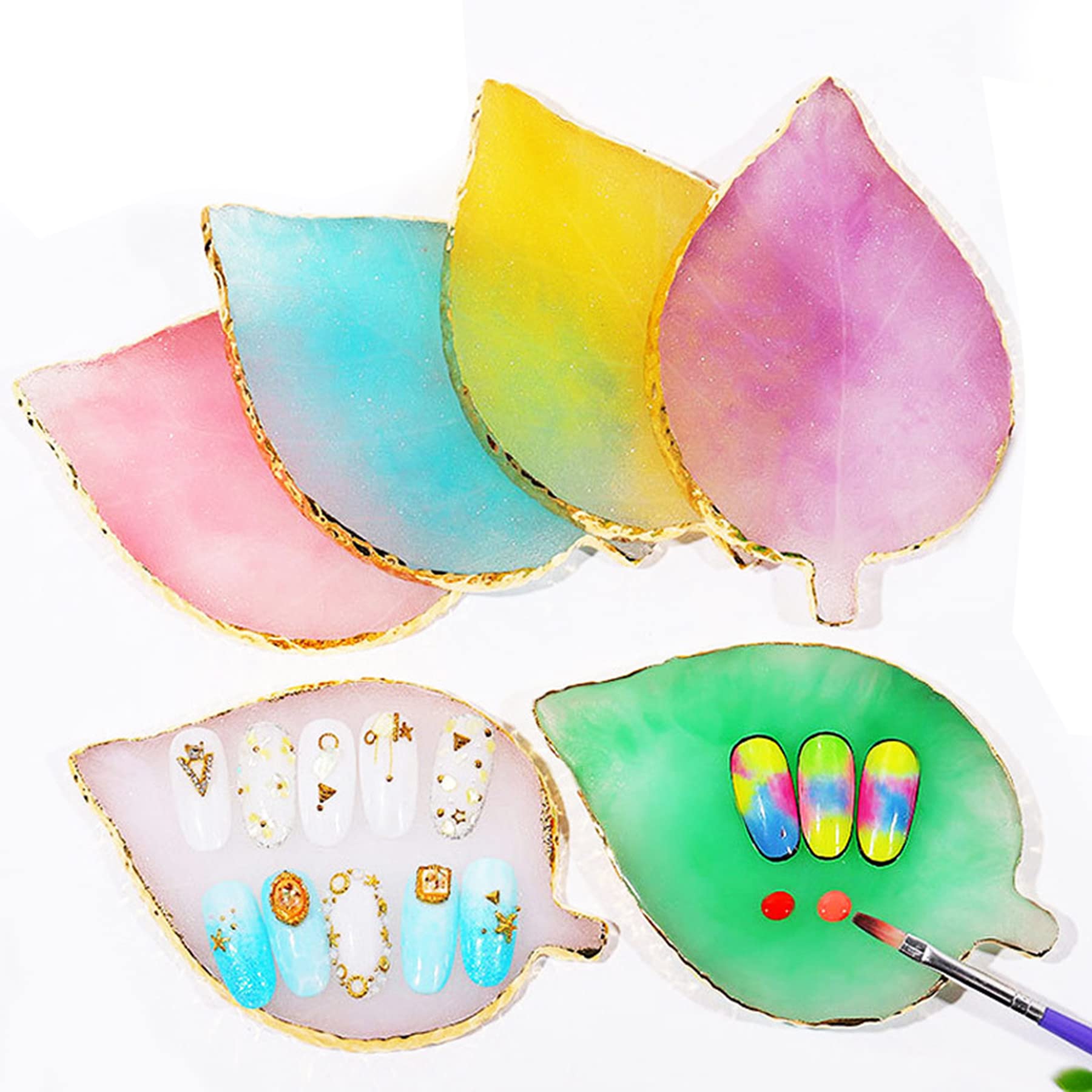 Professional Nail Art Palette - Nail Polish Mixing Plate, Makeup Palette for Nail Tips & Art Display (Yellow Leaf) | Perfect for Salon, DIY Manicure & Nail Art Design