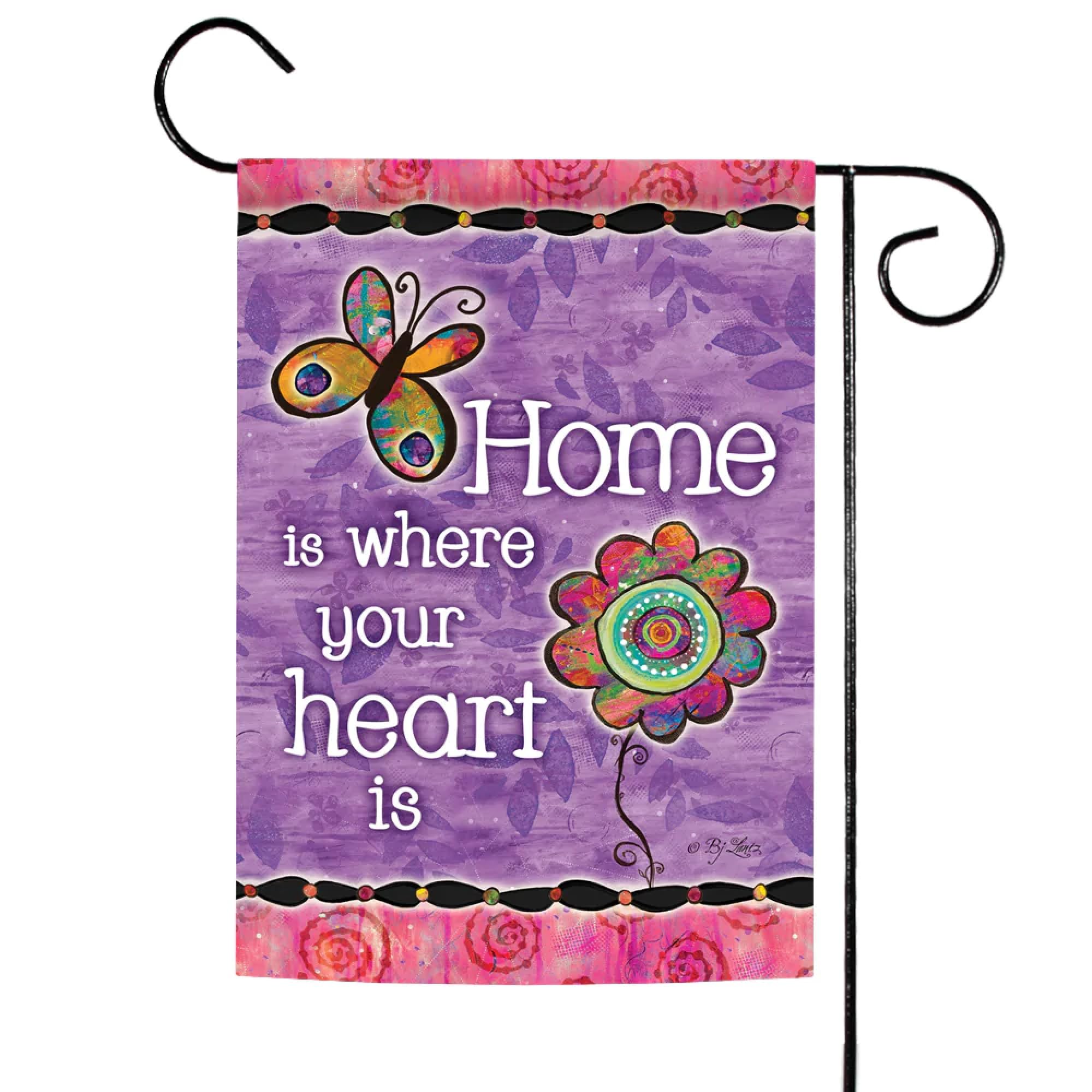 Toland Home Garden 12x18 Inch Double Sided Outdoor House Flag - 'Home Is Where Your Heart Is' Yard Decoration for Porch, Garden & Front Yard