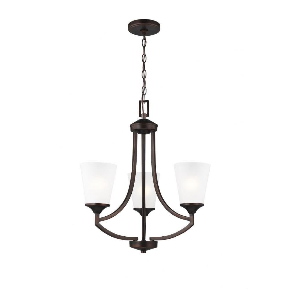Generation Lighting 3-Light Hanford Transitional Chandelier in Bronze (3124503-710) - Modern Ceiling Light Fixture for Dining Room, Living Room & Bedroom Decor - Compatible with LED & Standard Bulbs - Perfect for Home, Office & Restaurant Lighting