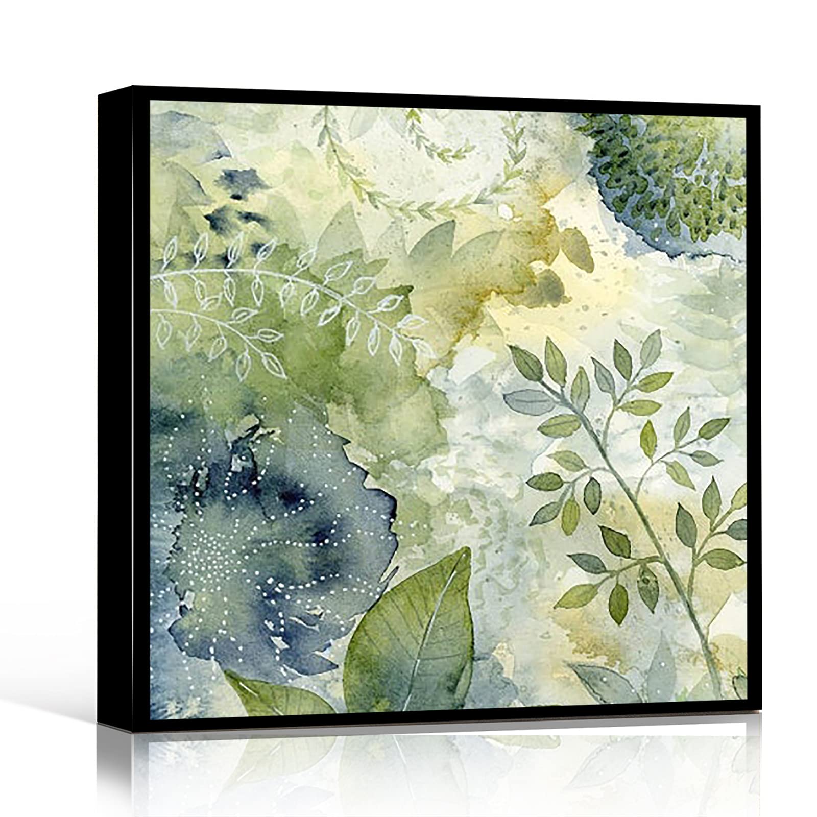 Abstract Botanical Wall Art Print - Blue Green Leaves & Florals, 8