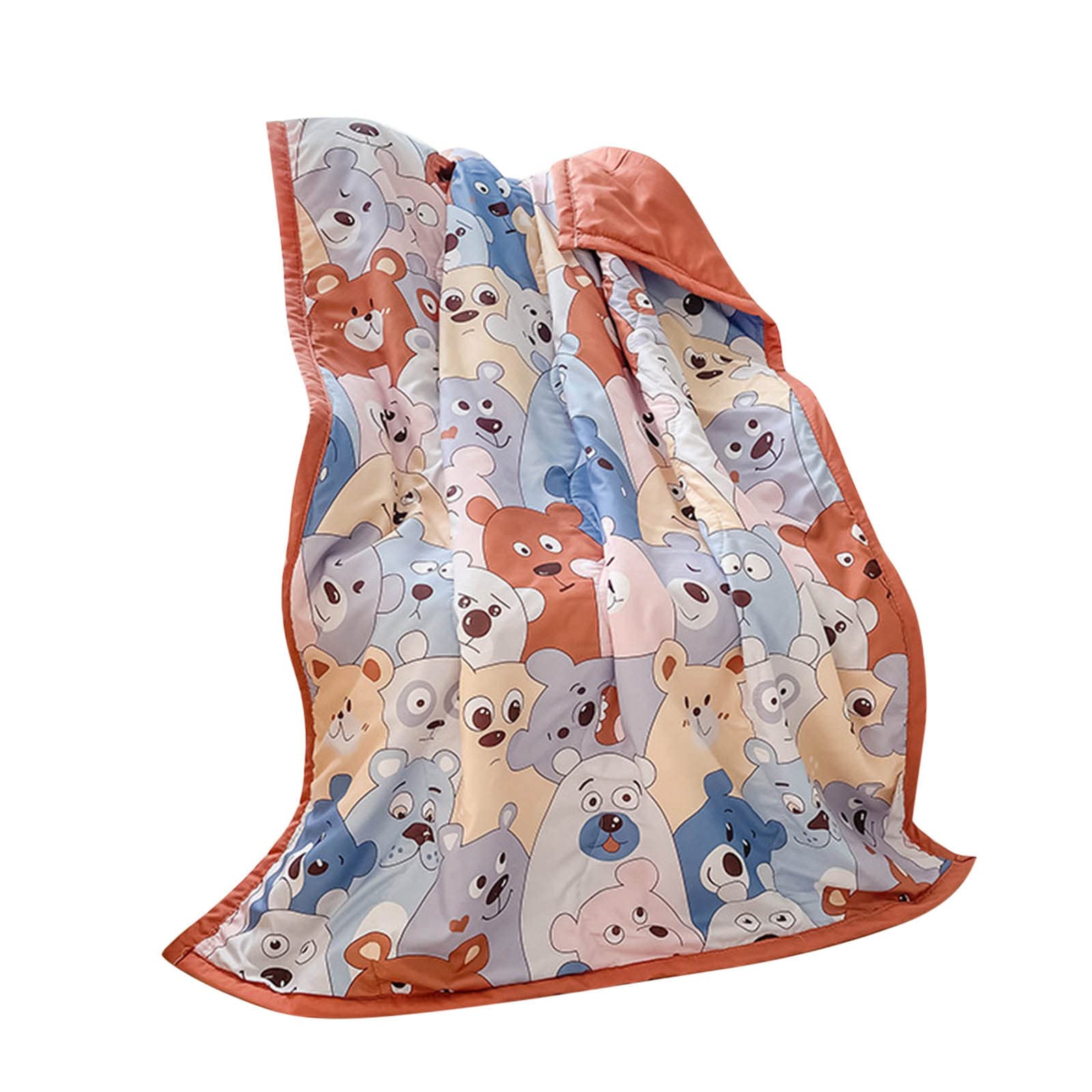 Kids Summer Quilt - Lightweight Washed Cotton Cooling Blanket for Air Conditioning - Breathable Thin Throw Blanket in Blue (One Size) - Perfect for Nursery, Bedroom & Travel